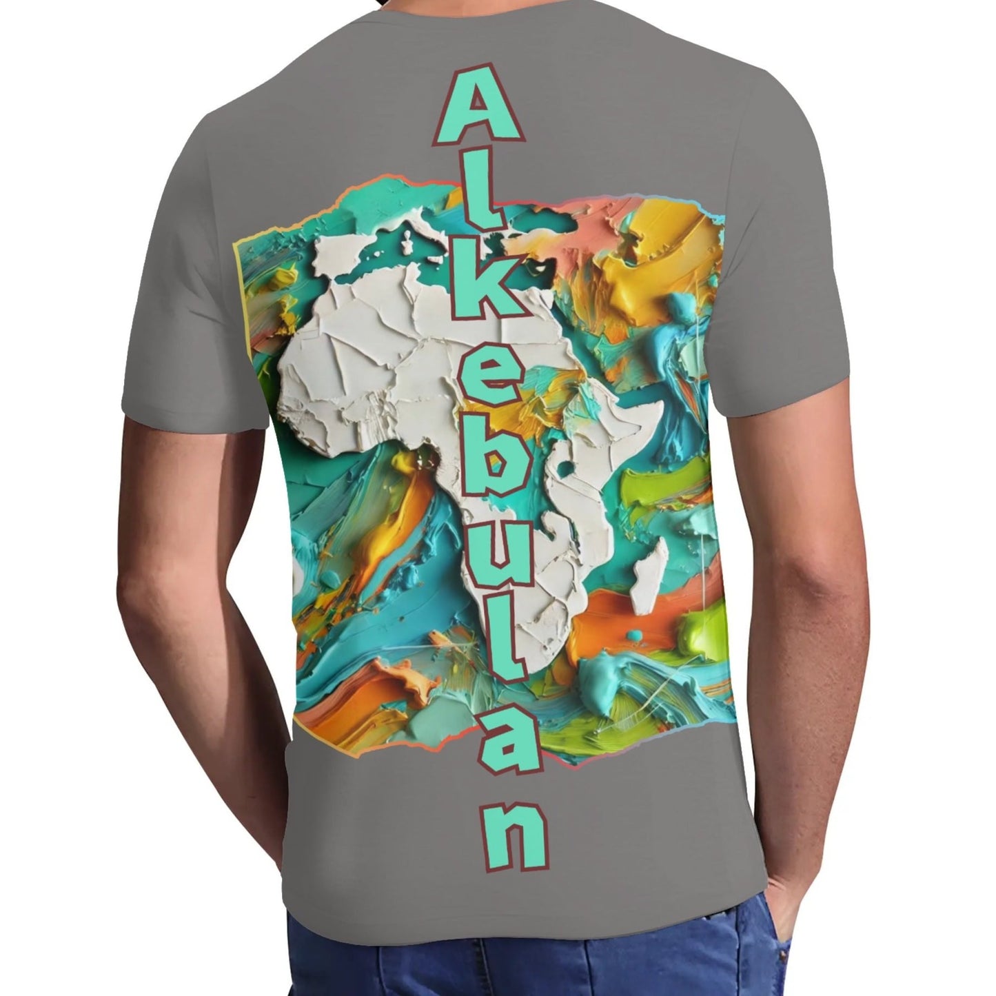 Mens Short Sleeve Soft Feel V-Neck T-Shirt "Alkebulan: Mother of Mankind"