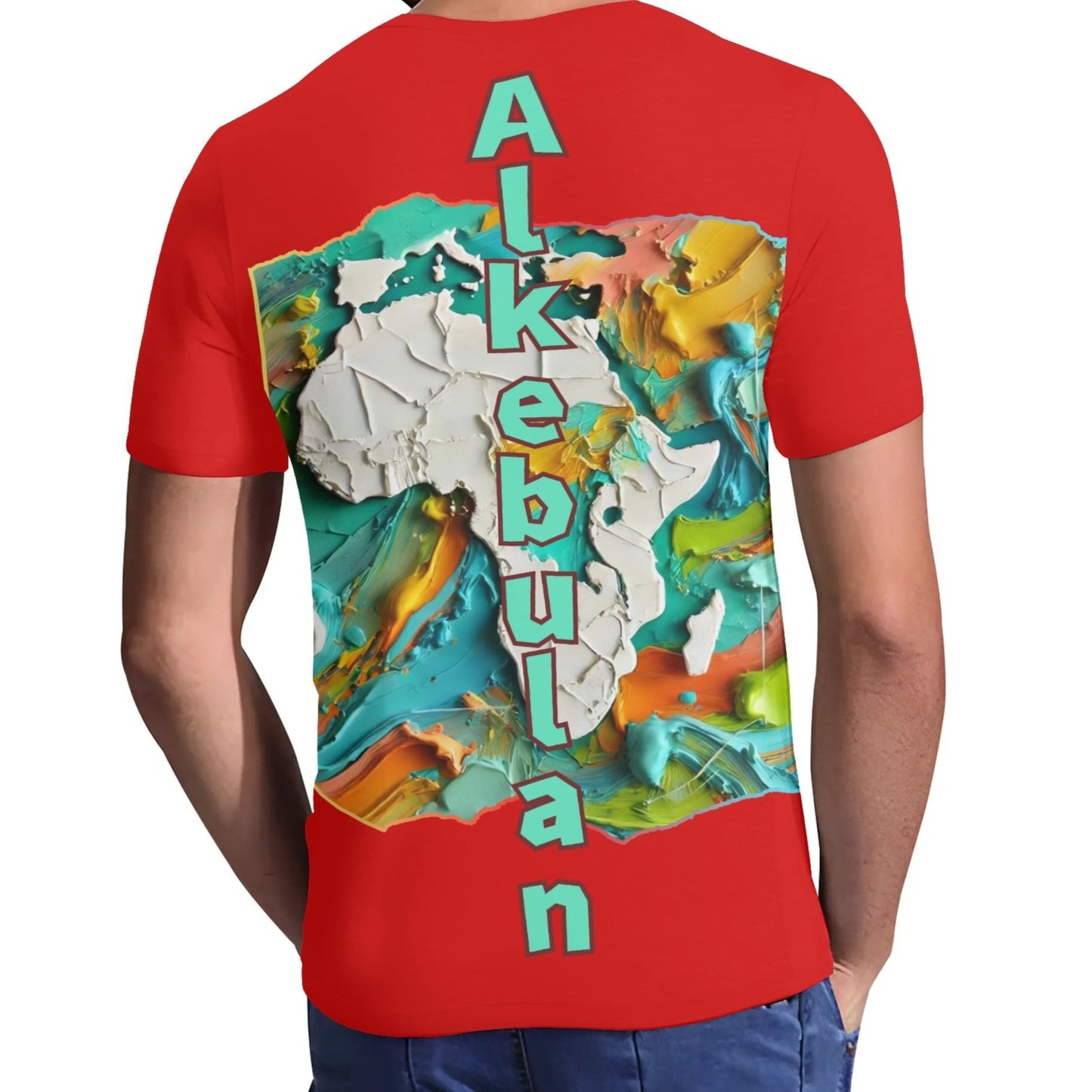 Mens Short Sleeve Soft Feel V-Neck T-Shirt "Alkebulan: Mother of Mankind"