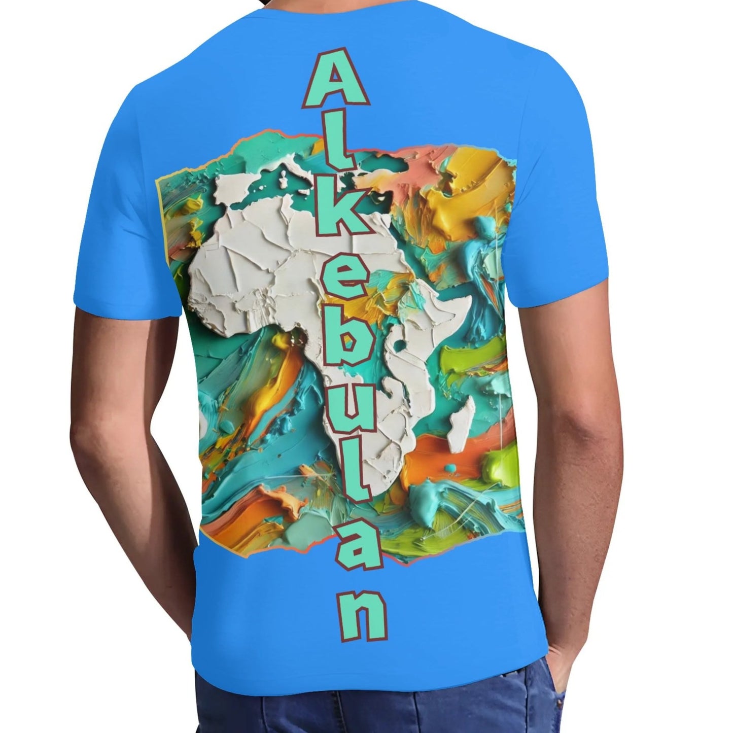 Mens Short Sleeve Soft Feel V-Neck T-Shirt "Alkebulan: Mother of Mankind"