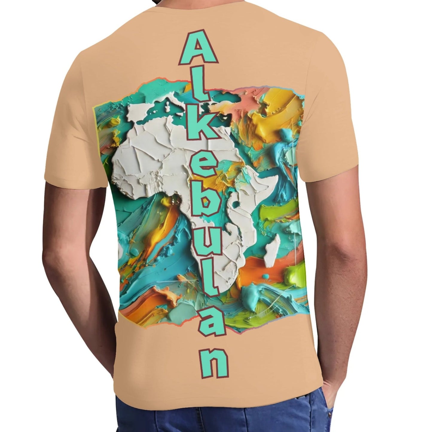 Mens Short Sleeve Soft Feel V-Neck T-Shirt "Alkebulan: Mother of Mankind"