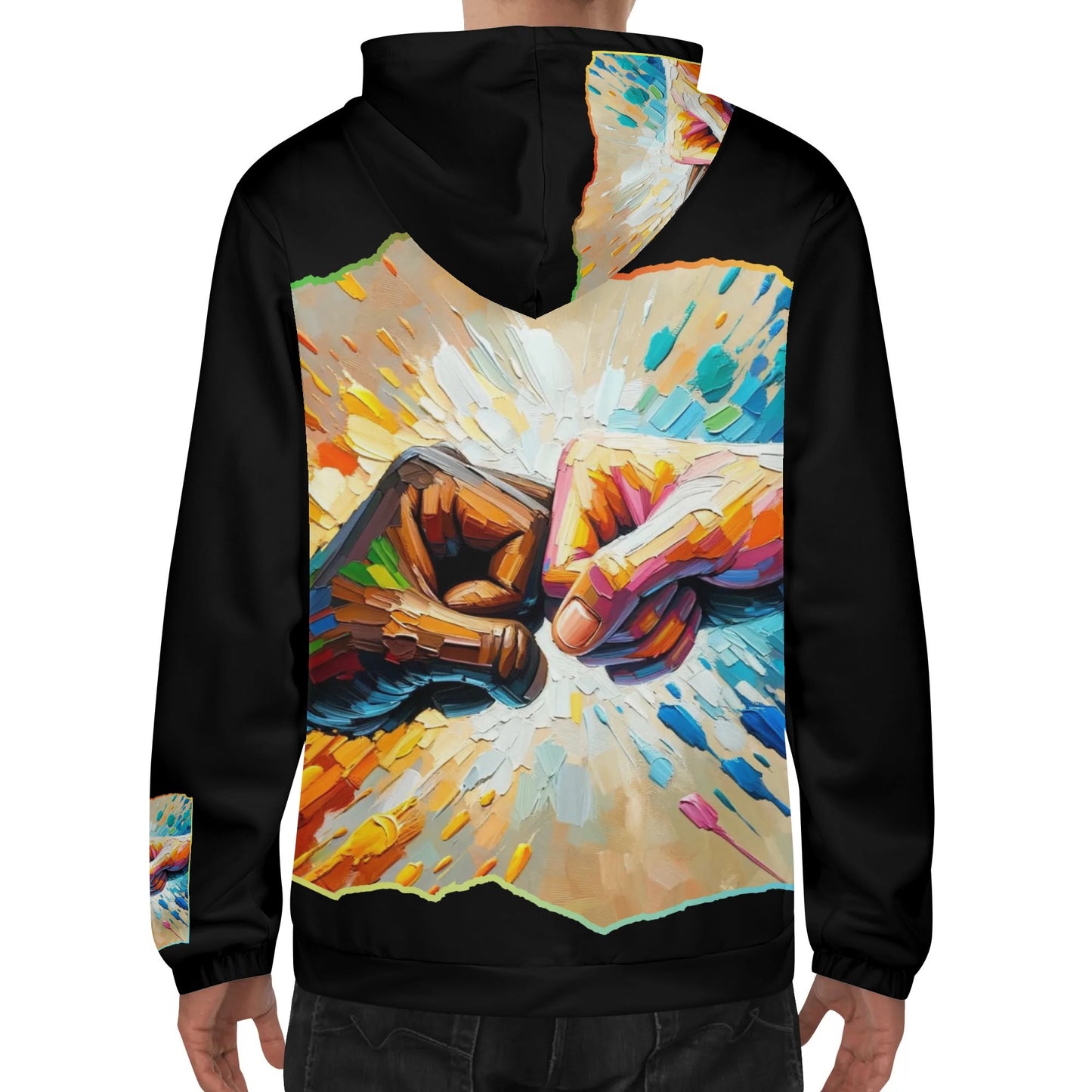 Mens Lightweight All Over Print Hoodie "Fist Bump"