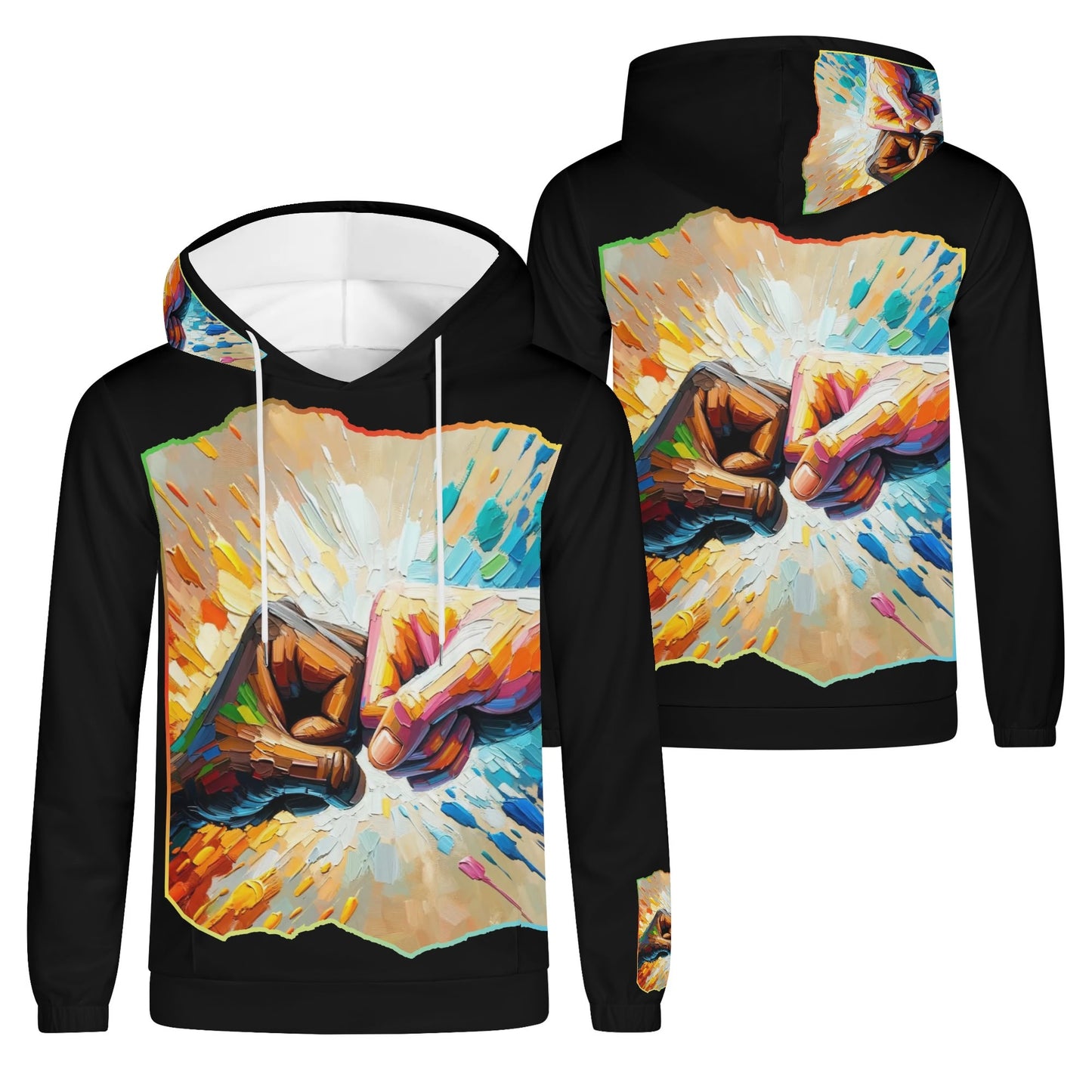 Mens Lightweight All Over Print Hoodie "Fist Bump"