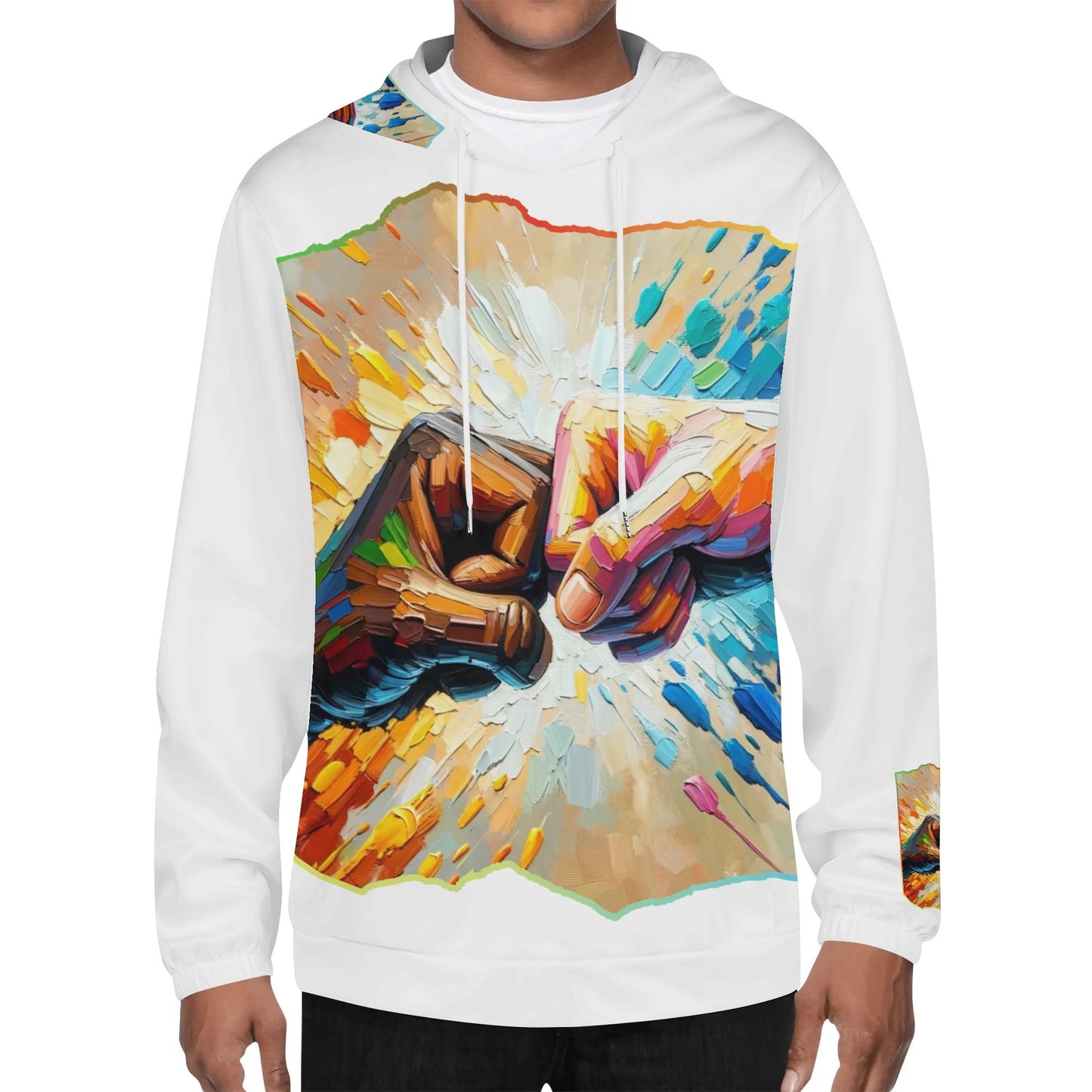 Mens Lightweight All Over Print Hoodie "Fist Bump"