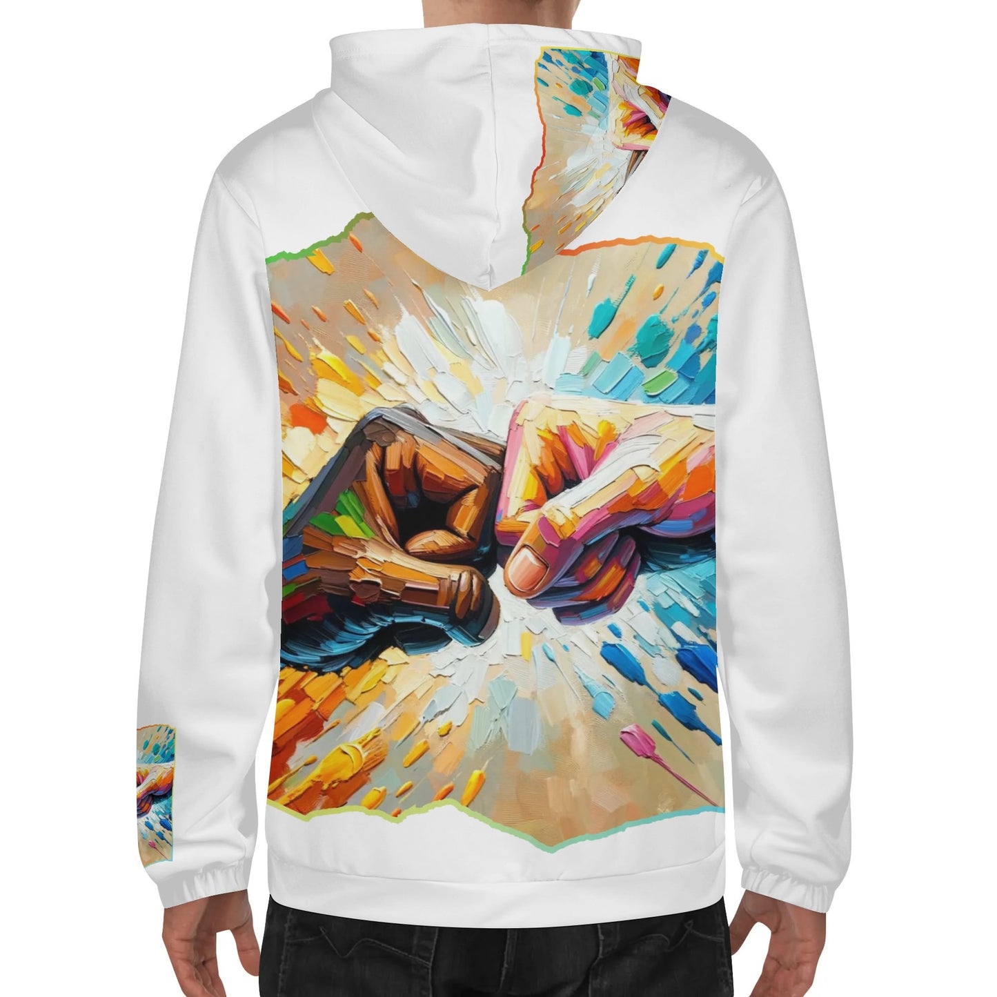 Mens Lightweight All Over Print Hoodie "Fist Bump"