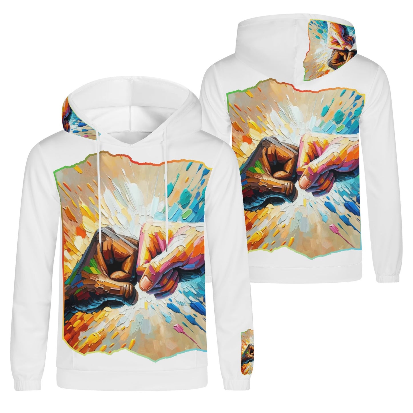 Mens Lightweight All Over Print Hoodie "Fist Bump"