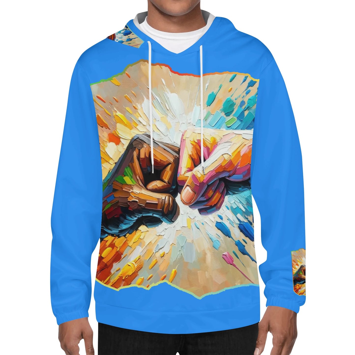 Mens Lightweight All Over Print Hoodie "Fist Bump"