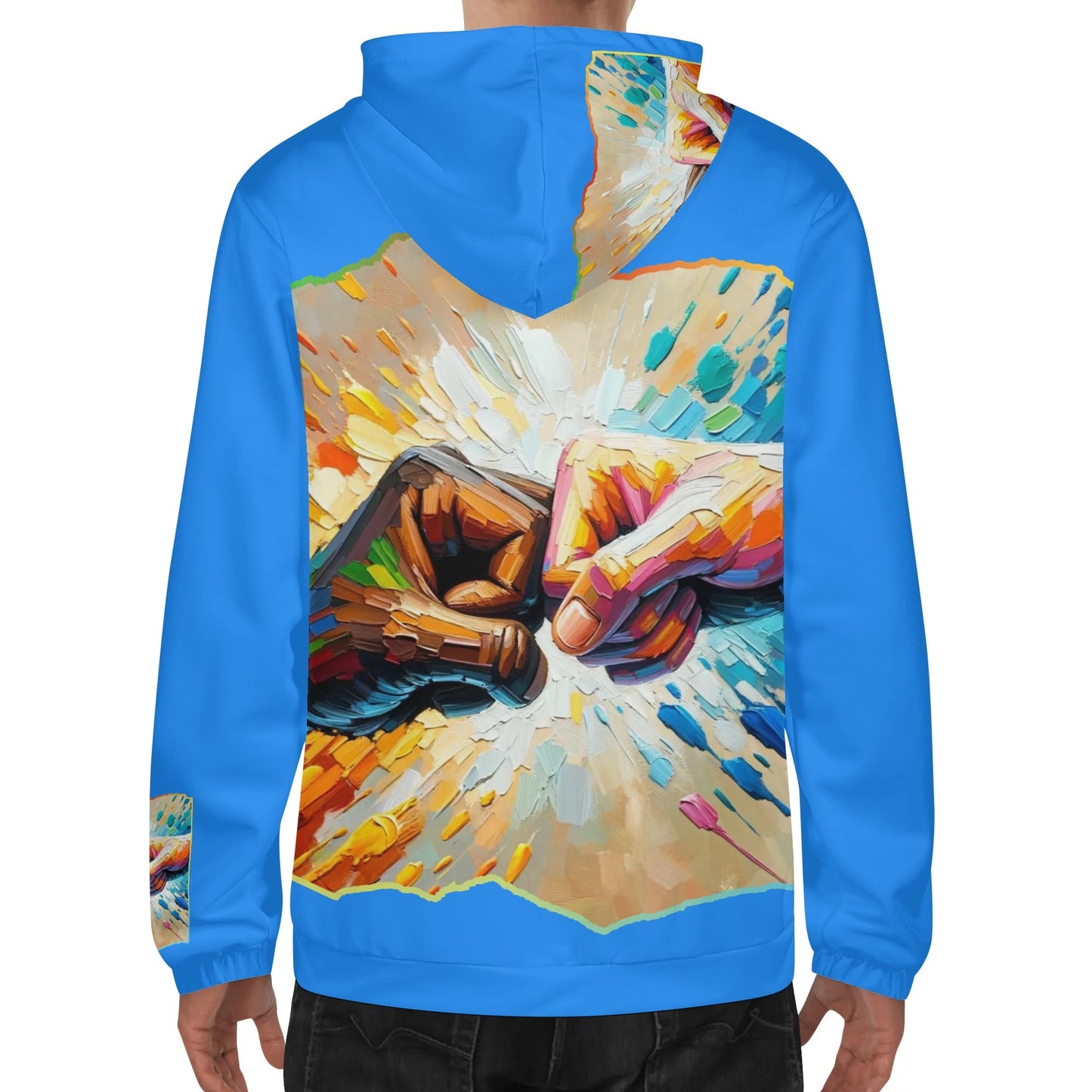 Mens Lightweight All Over Print Hoodie "Fist Bump"