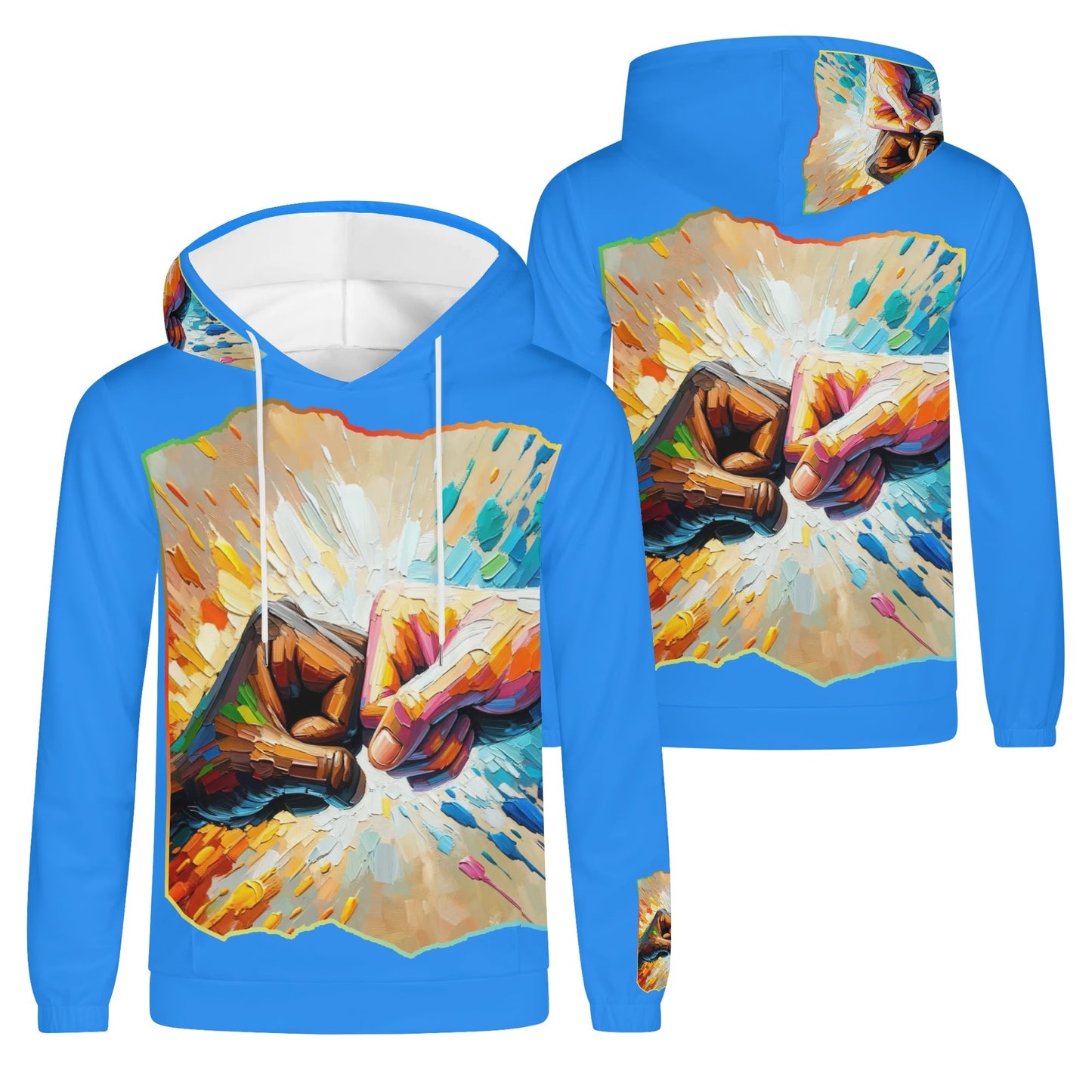 Mens Lightweight All Over Print Hoodie "Fist Bump"