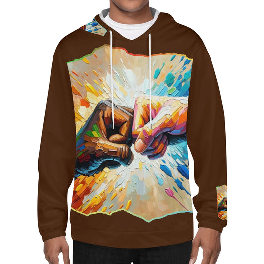 Mens Lightweight All Over Print Hoodie "Fist Bump"