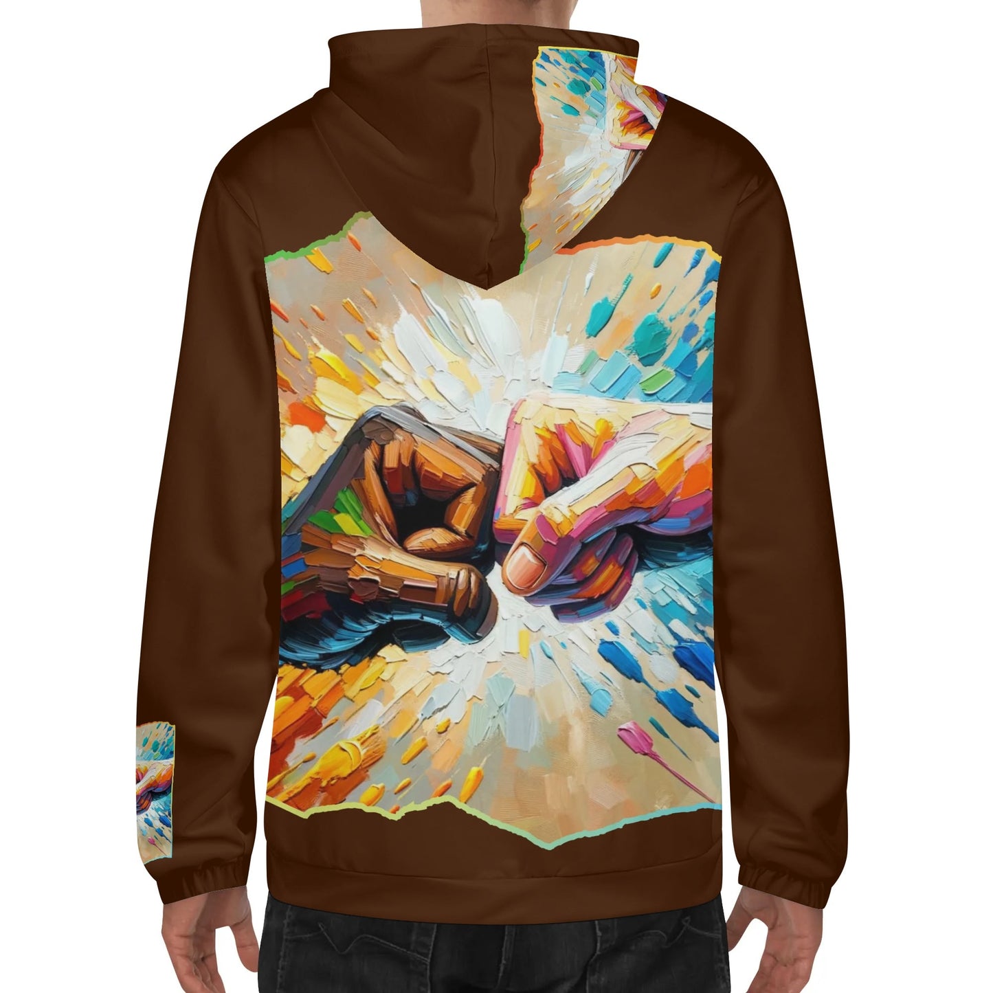 Mens Lightweight All Over Print Hoodie "Fist Bump"