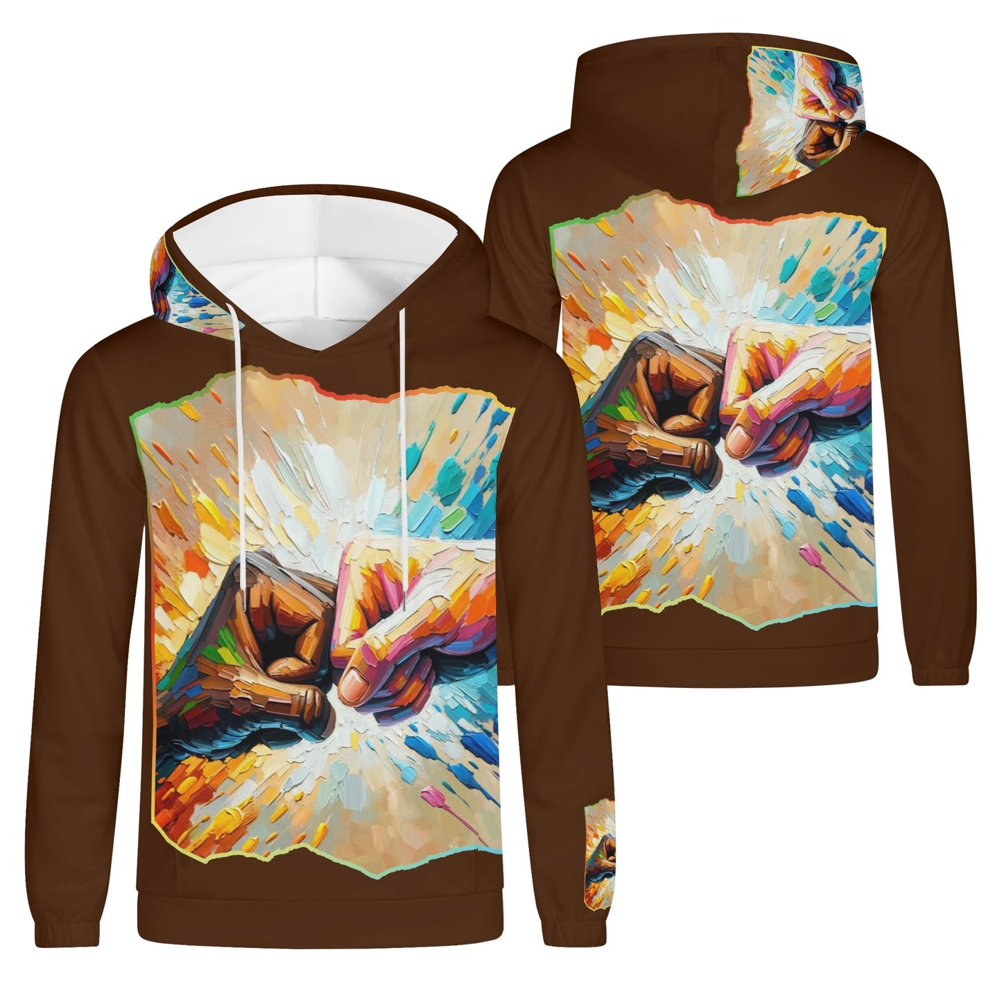 Mens Lightweight All Over Print Hoodie "Fist Bump"