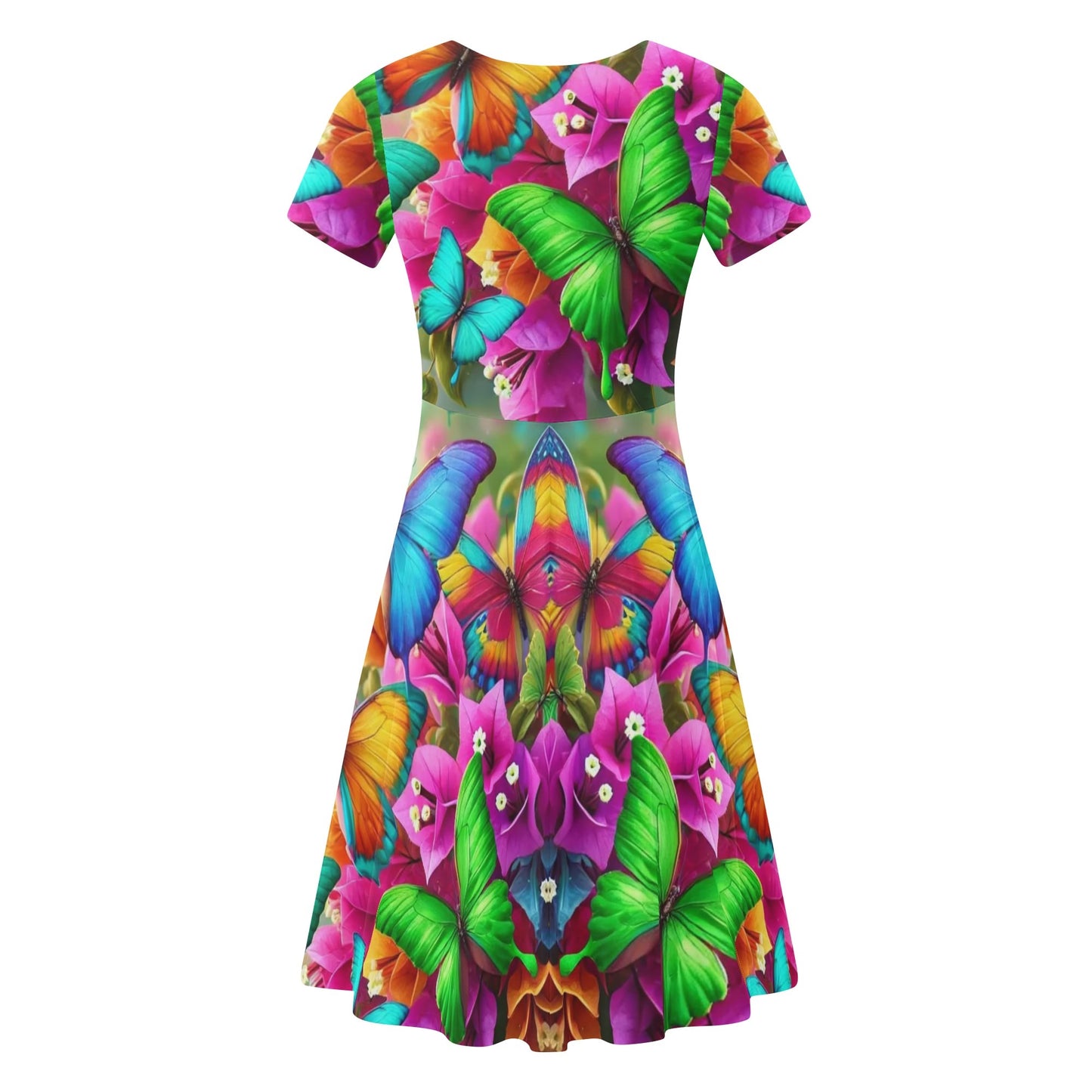 Womens Ruffle Trim Hem Summer Dress, "Multi-Color Abstract Prints"