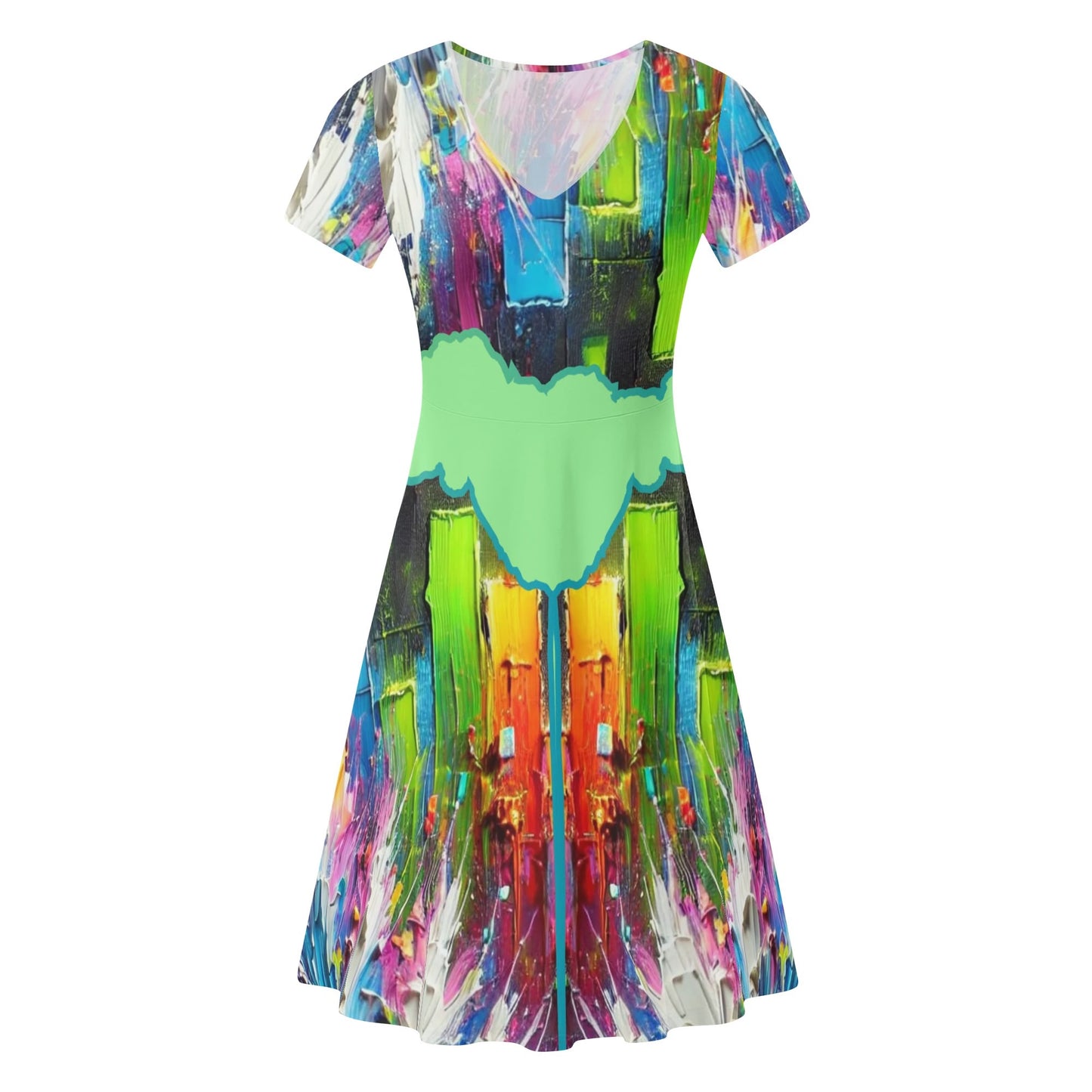 Womens Ruffle Trim Hem Summer Dress "Abstract Print"