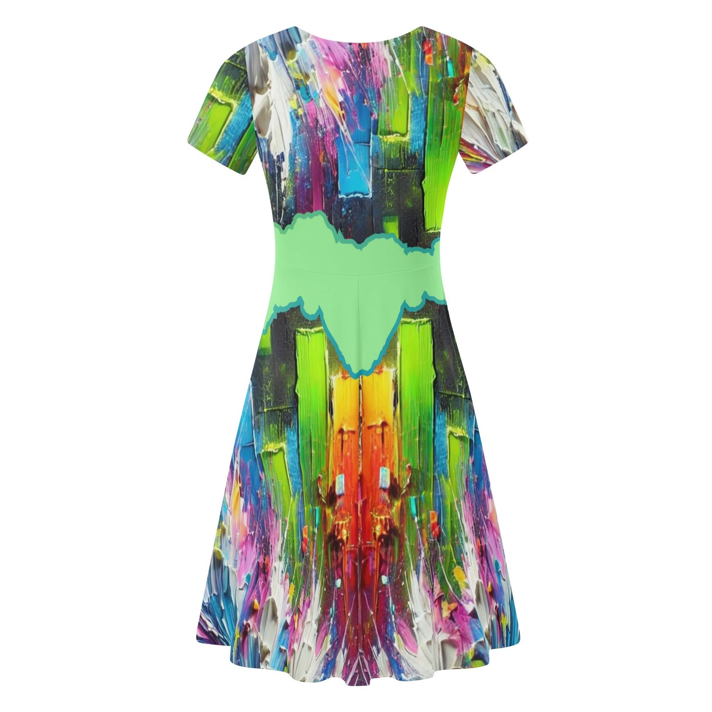 Womens Ruffle Trim Hem Summer Dress "Abstract Print"