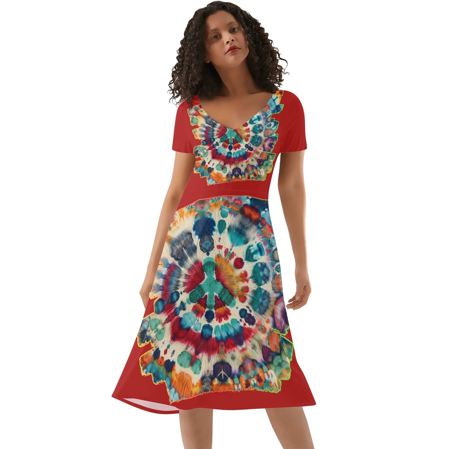 Womens Ruffle Trim Hem Summer Dress "Tie Dye"