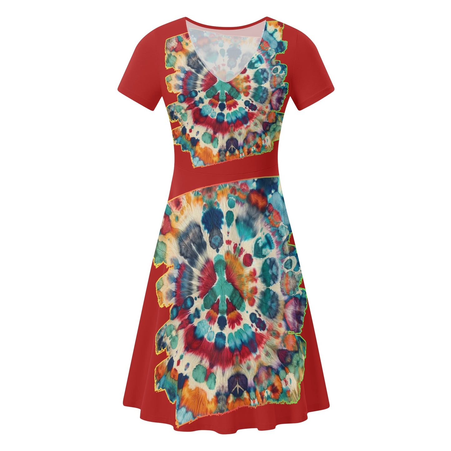 Womens Ruffle Trim Hem Summer Dress "Tie Dye"