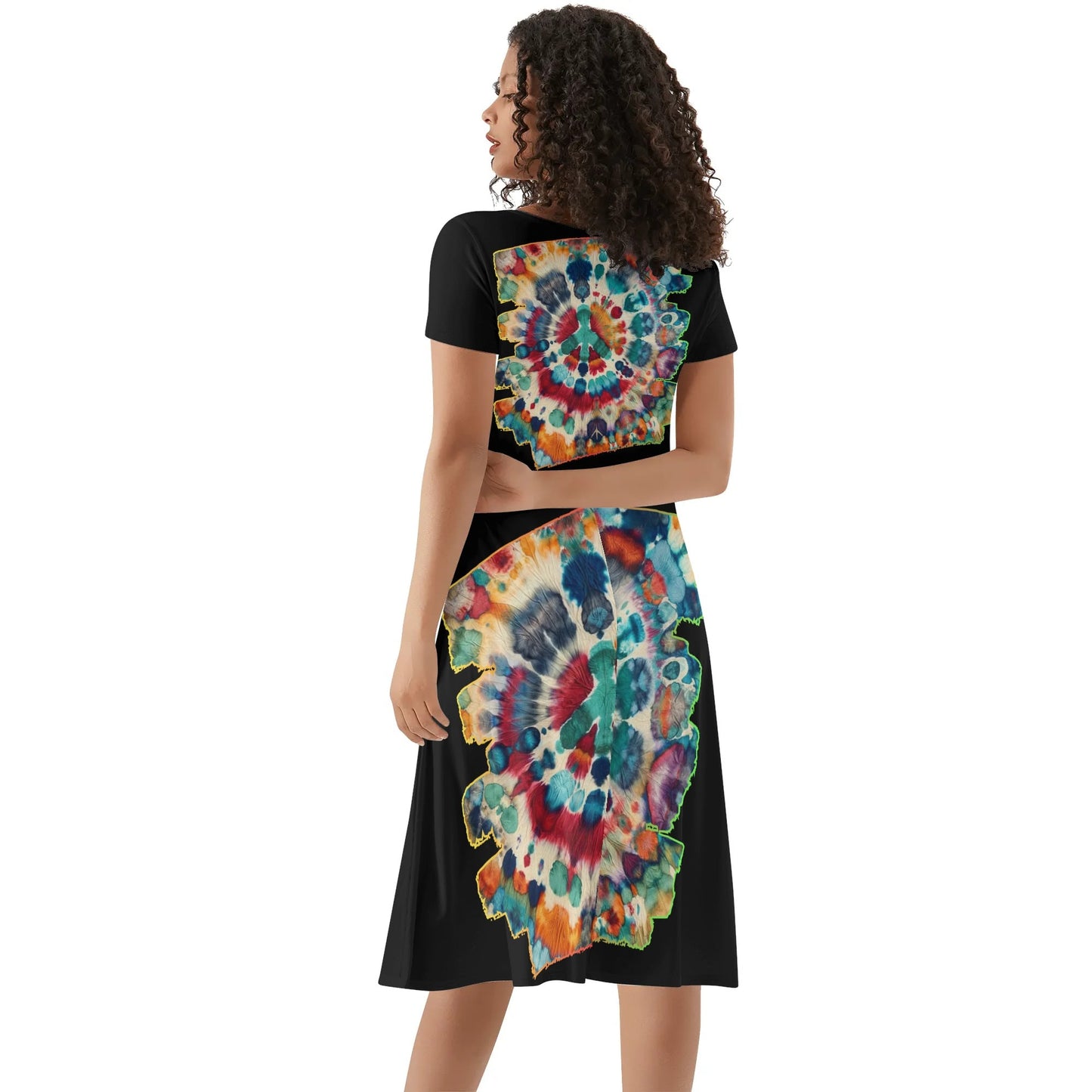 Womens Ruffle Trim Hem Summer Dress "Tie Dye"