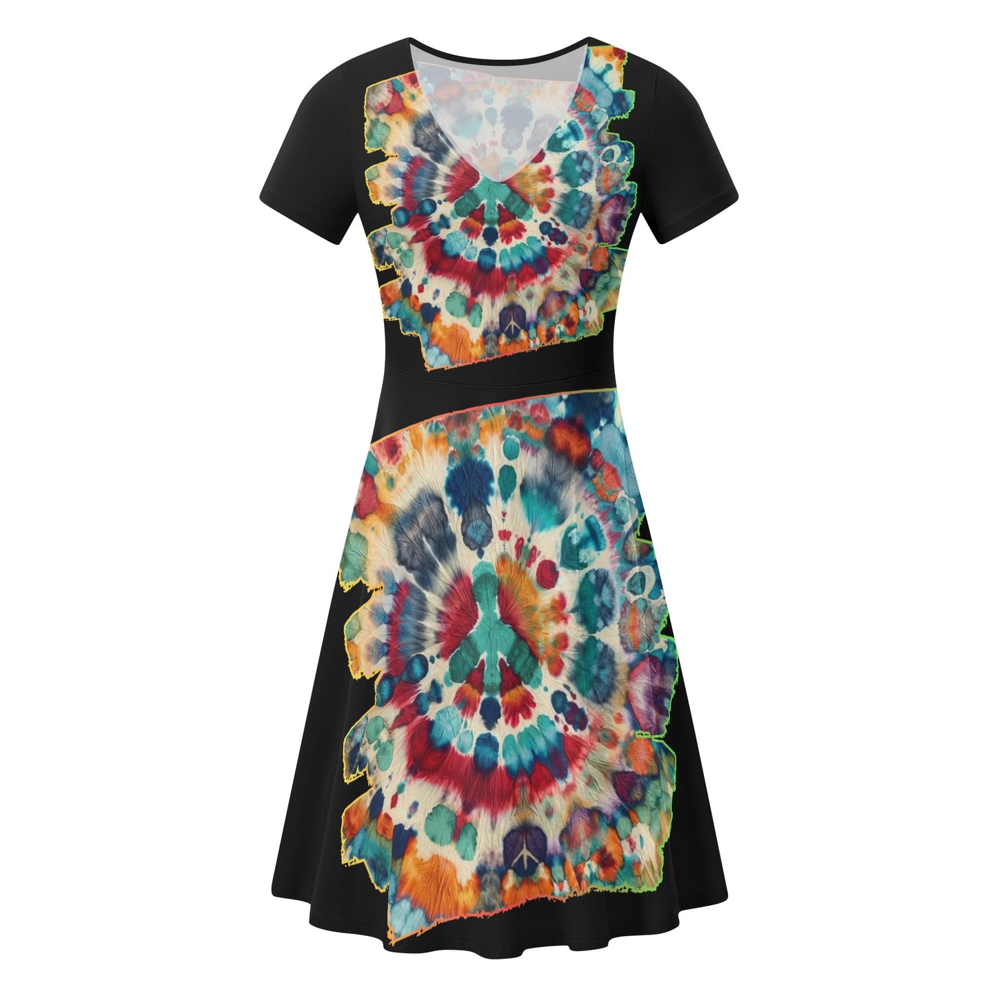 Womens Ruffle Trim Hem Summer Dress "Tie Dye"