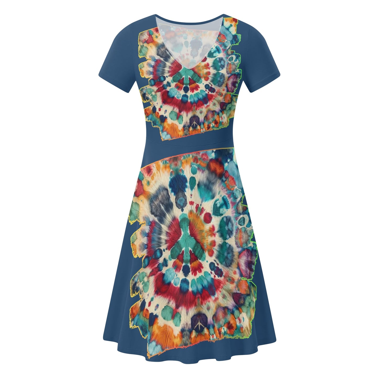 Womens Ruffle Trim Hem Summer Dress "Tie Dye"