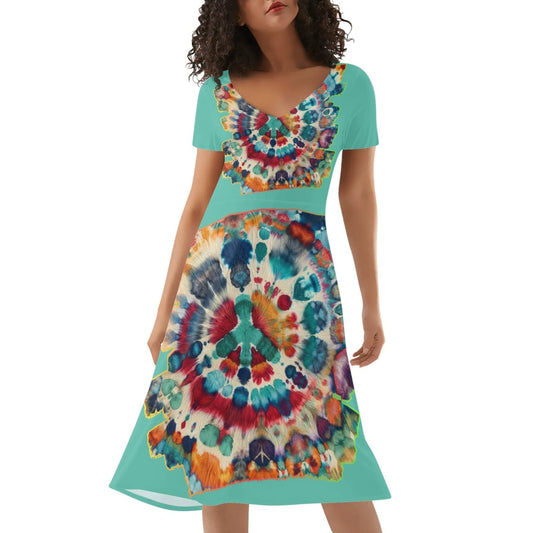 Womens Ruffle Trim Hem Summer Dress "Tie Dye"