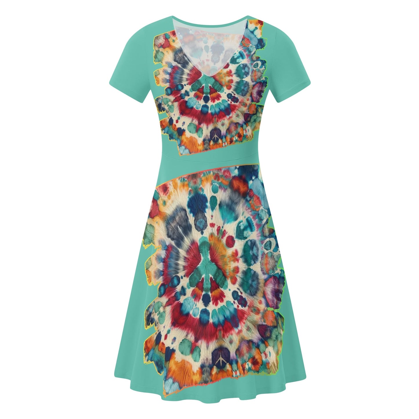 Womens Ruffle Trim Hem Summer Dress "Tie Dye"