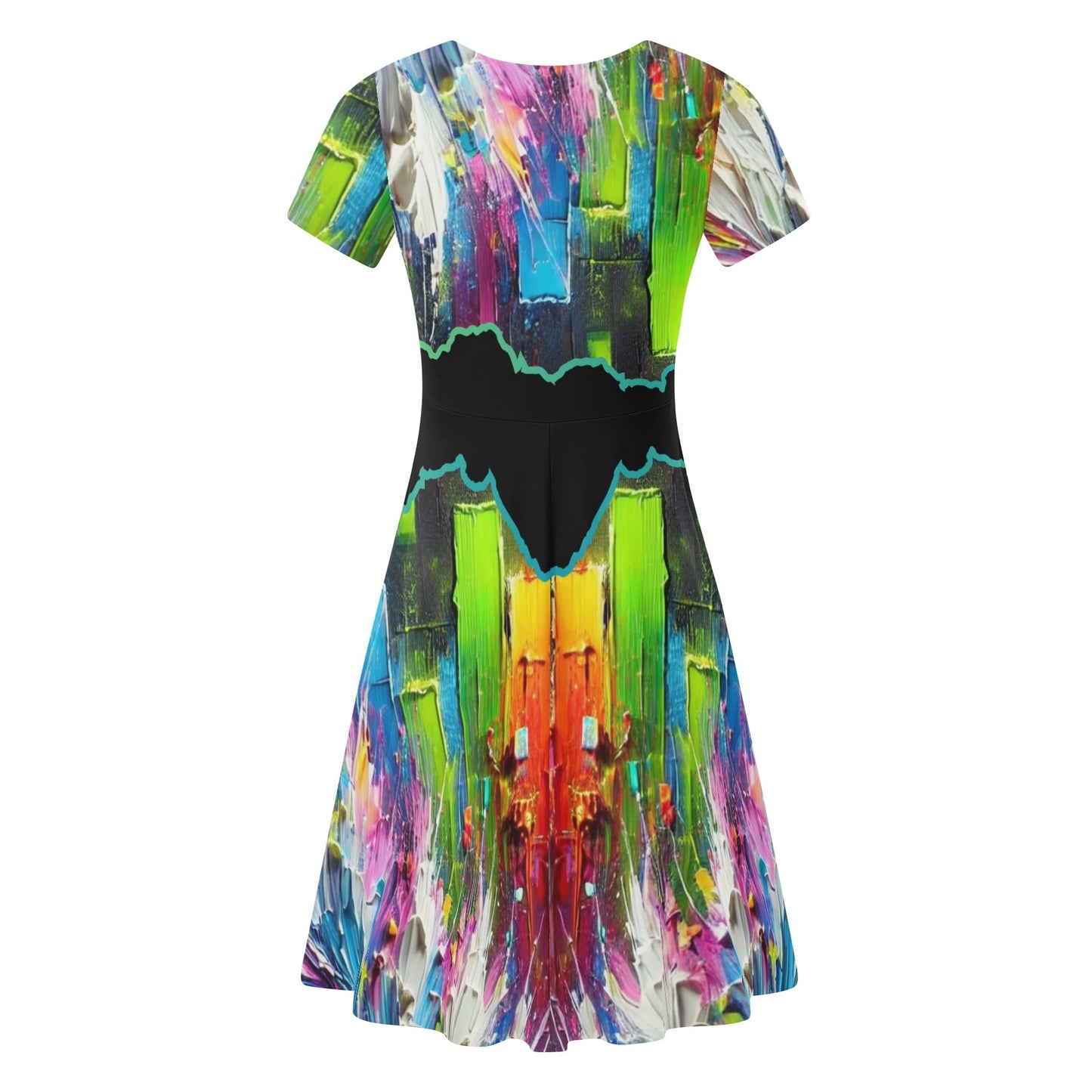 Womens Ruffle Trim Hem Summer Dress "Abstract Print"