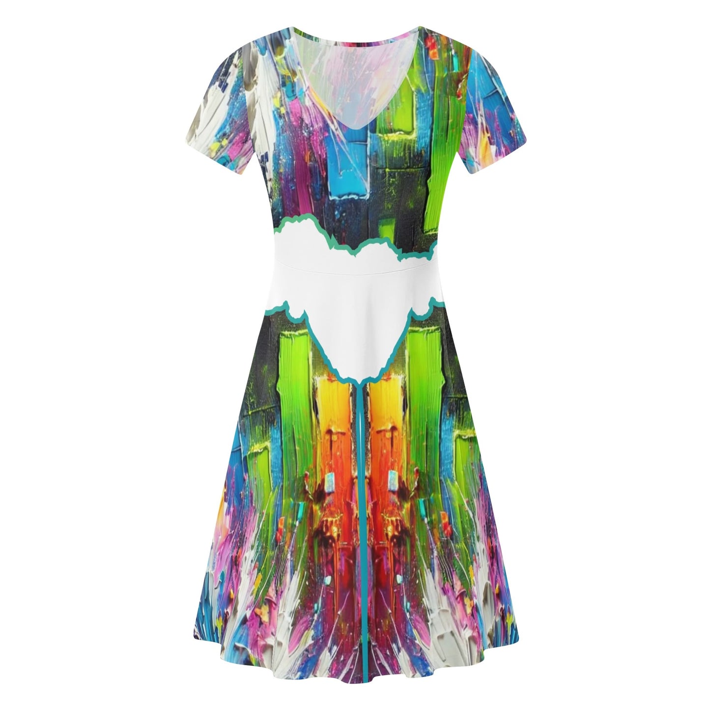 Womens Ruffle Trim Hem Summer Dress "Abstract Print"