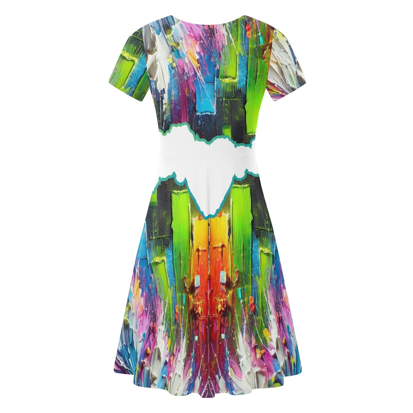 Womens Ruffle Trim Hem Summer Dress "Abstract Print"