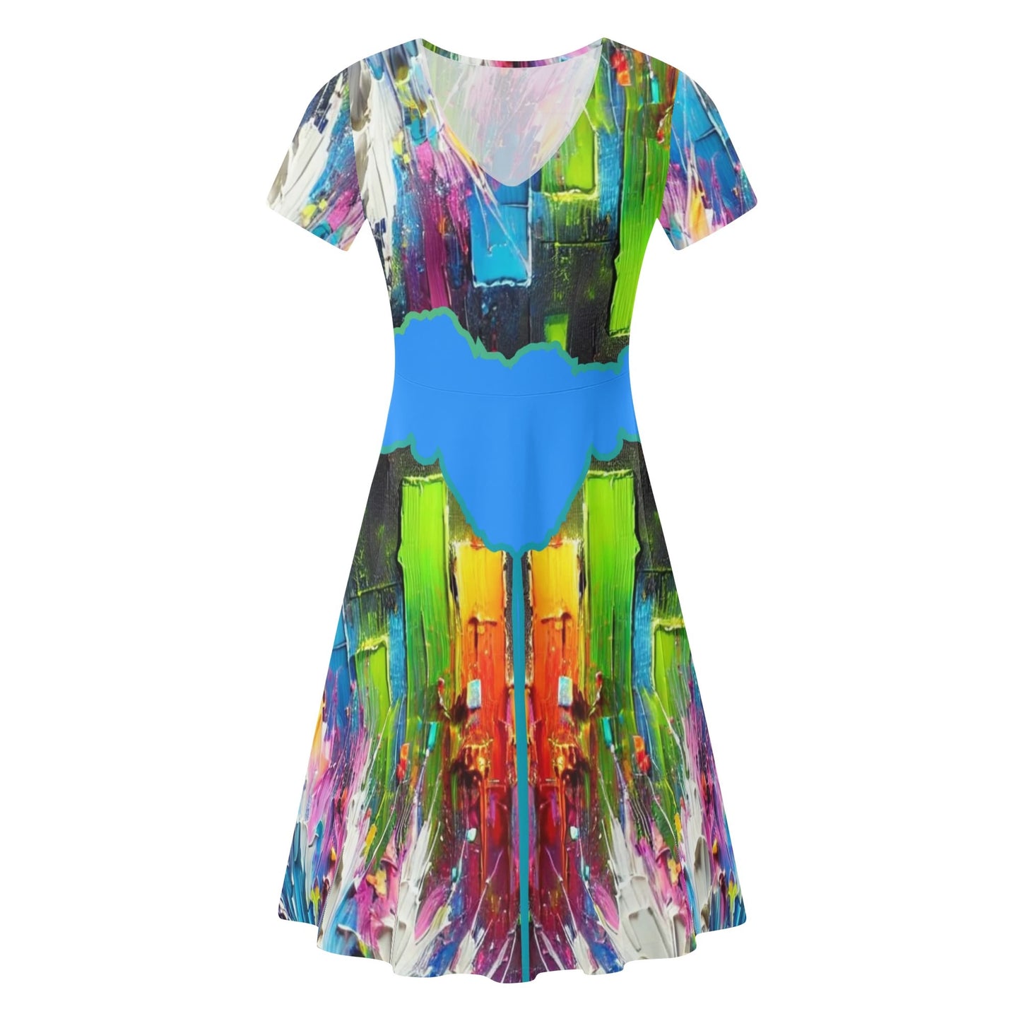 Womens Ruffle Trim Hem Summer Dress "Abstract Print"