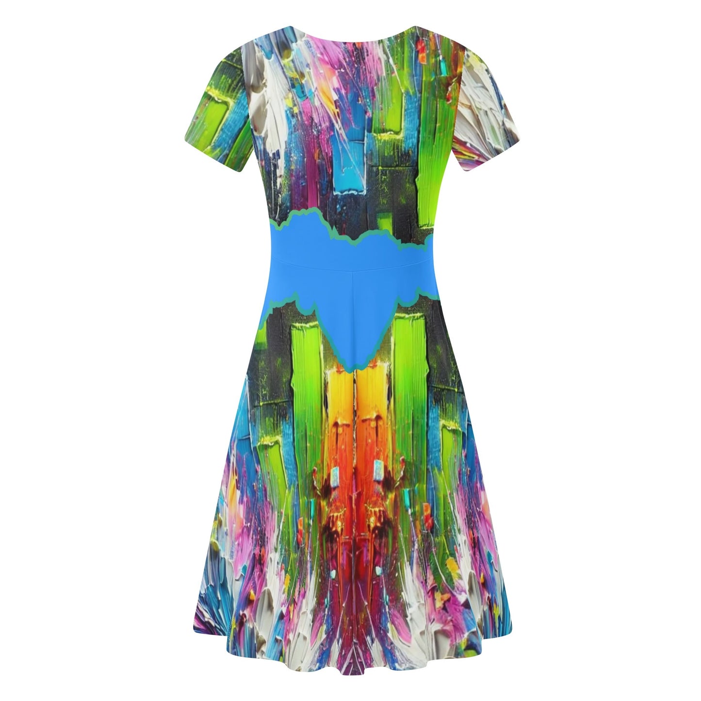 Womens Ruffle Trim Hem Summer Dress "Abstract Print"