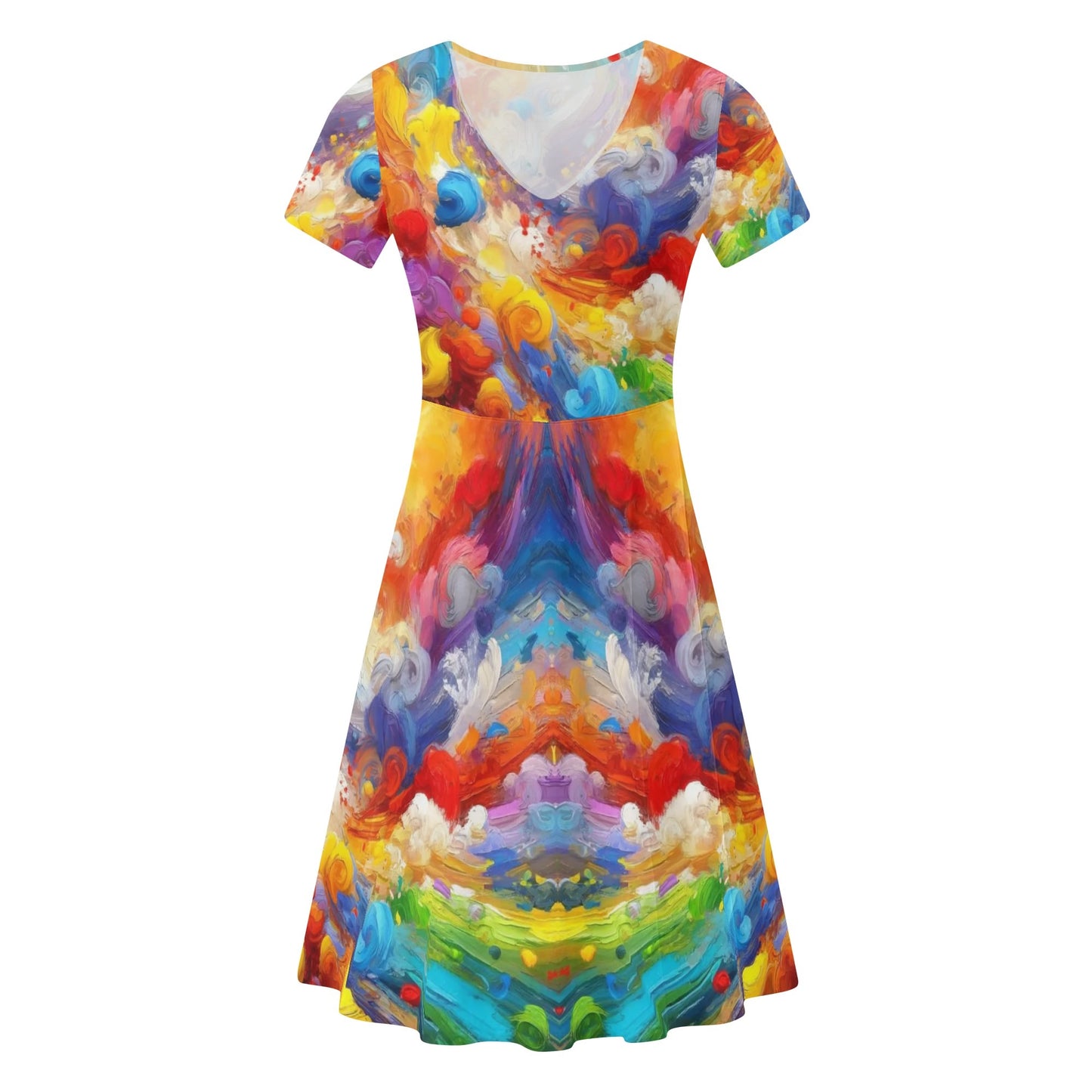 Womens Ruffle Trim Hem Summer Dress, "Multi-Color Abstract Prints"