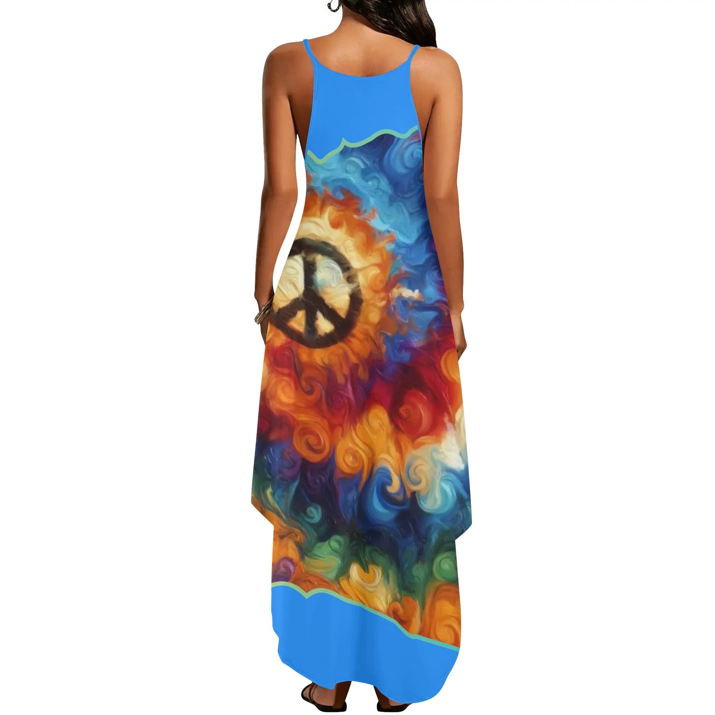 Womens Elegant Sleeveless Evening Dress "Peace Print"