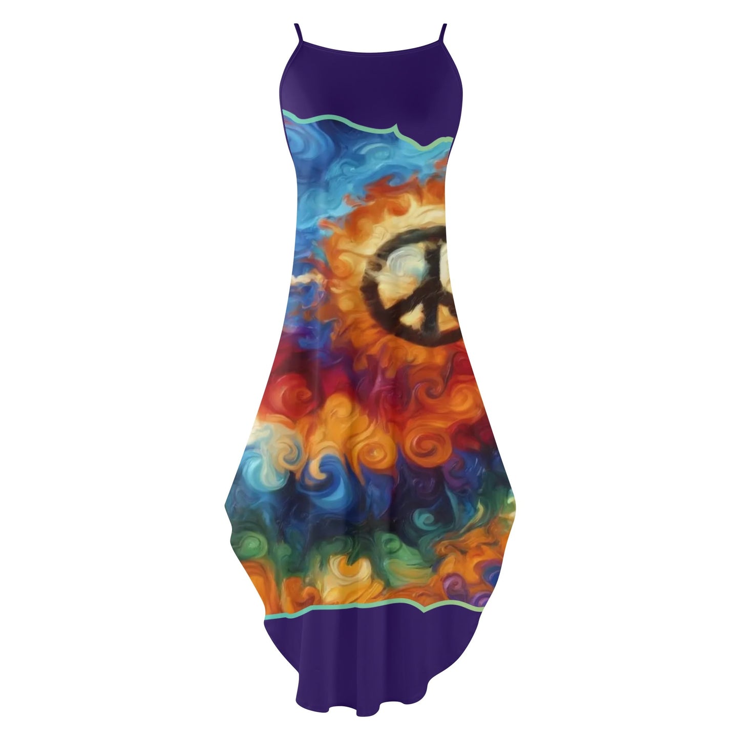 Womens Elegant Sleeveless Evening Dress "Peace Print"