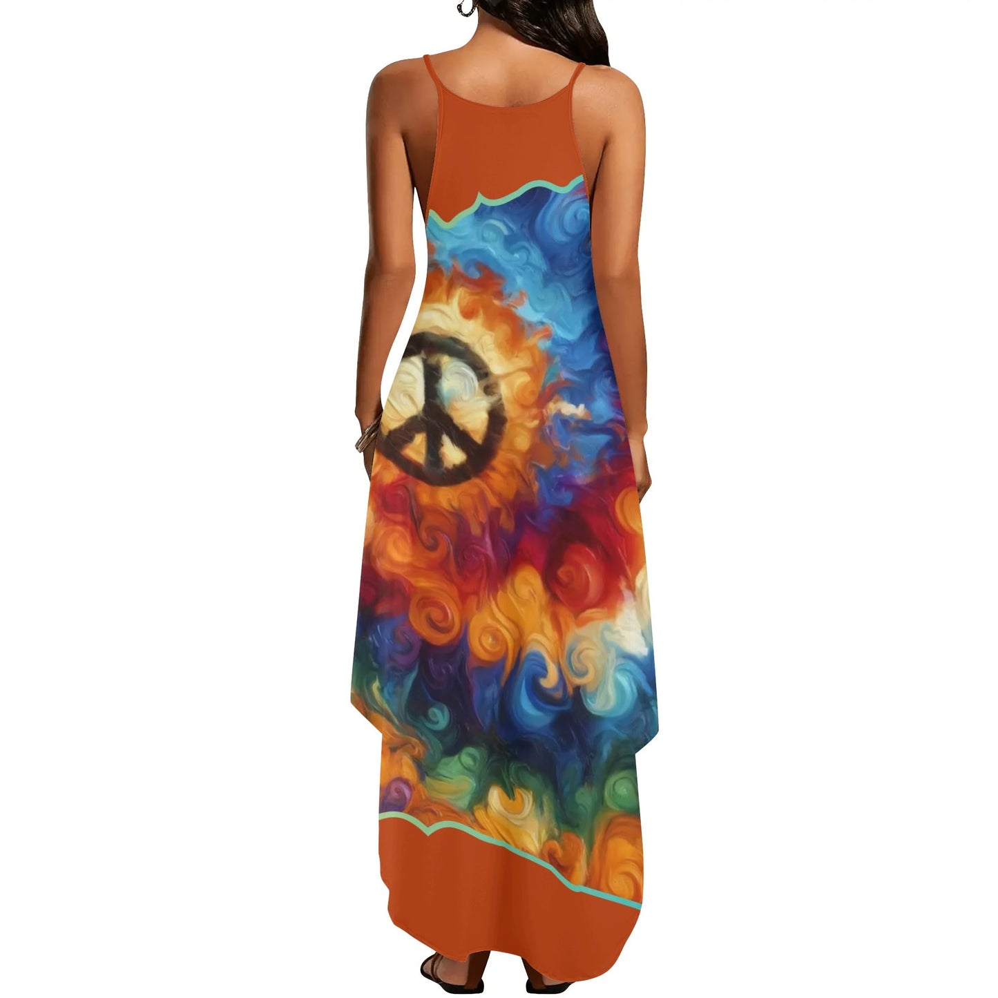 Womens Elegant Sleeveless Evening Dress "Peace Print"