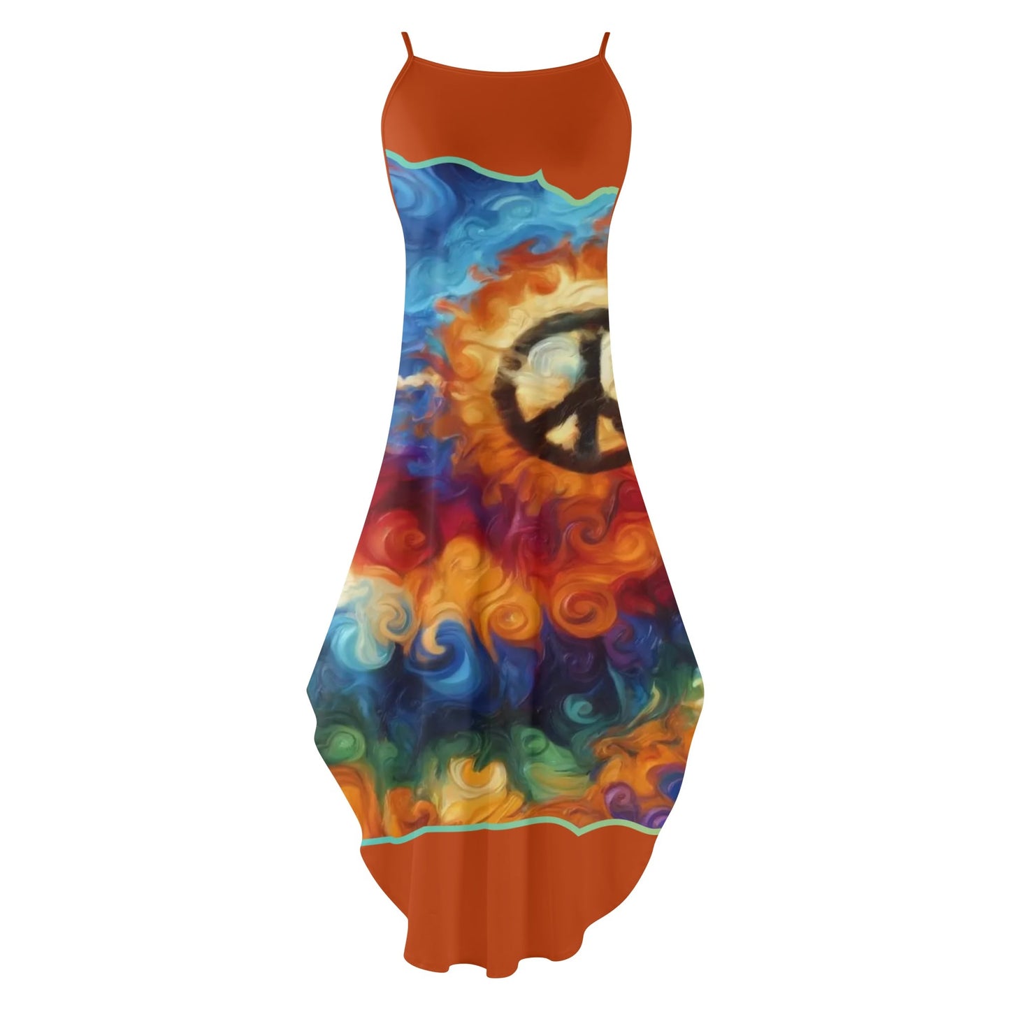 Womens Elegant Sleeveless Evening Dress "Peace Print"