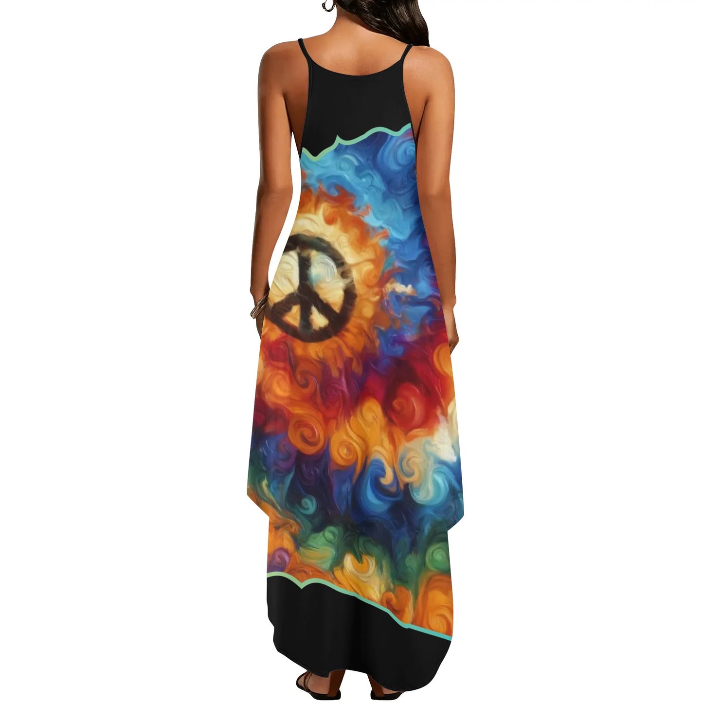 Womens Elegant Sleeveless Evening Dress "Peace Print"