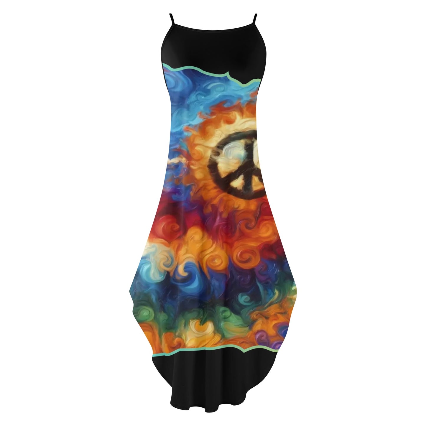 Womens Elegant Sleeveless Evening Dress "Peace Print"