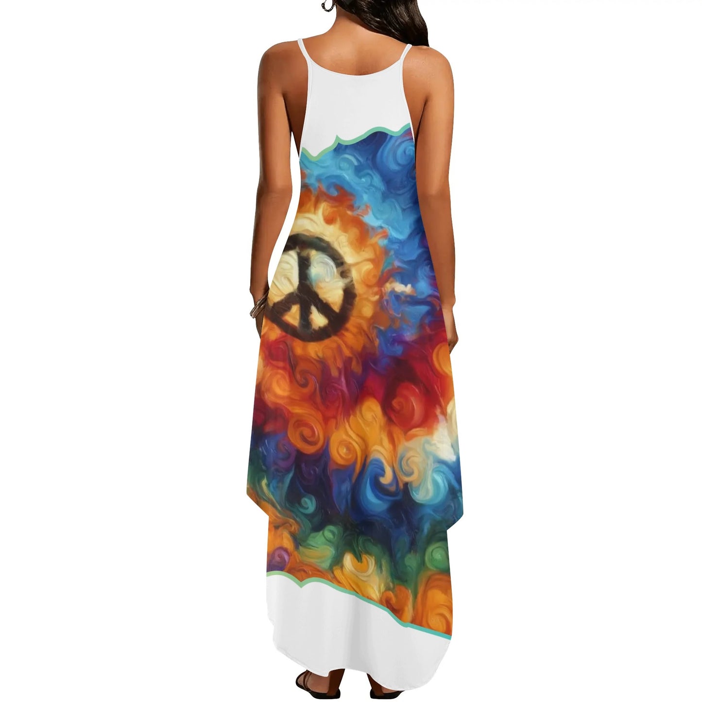 Womens Elegant Sleeveless Evening Dress "Peace Print"