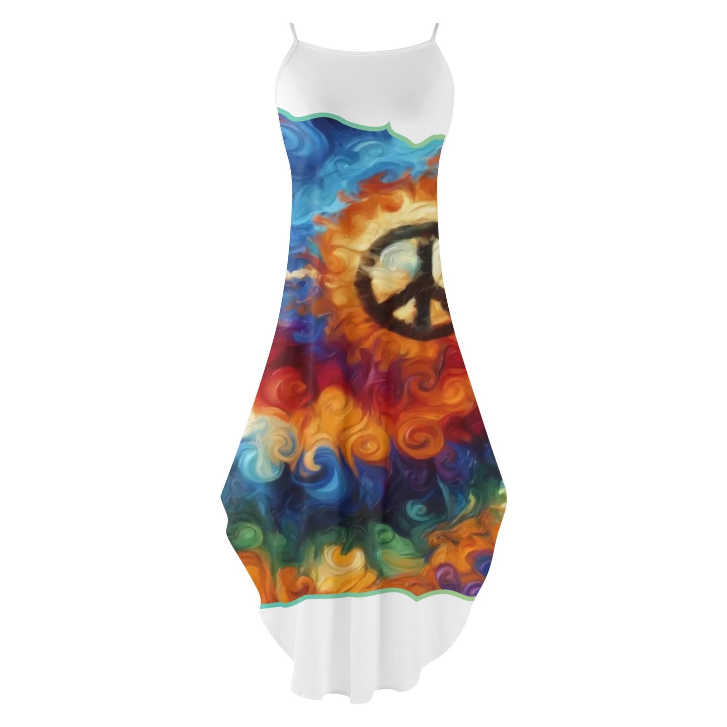 Womens Elegant Sleeveless Evening Dress "Peace Print"