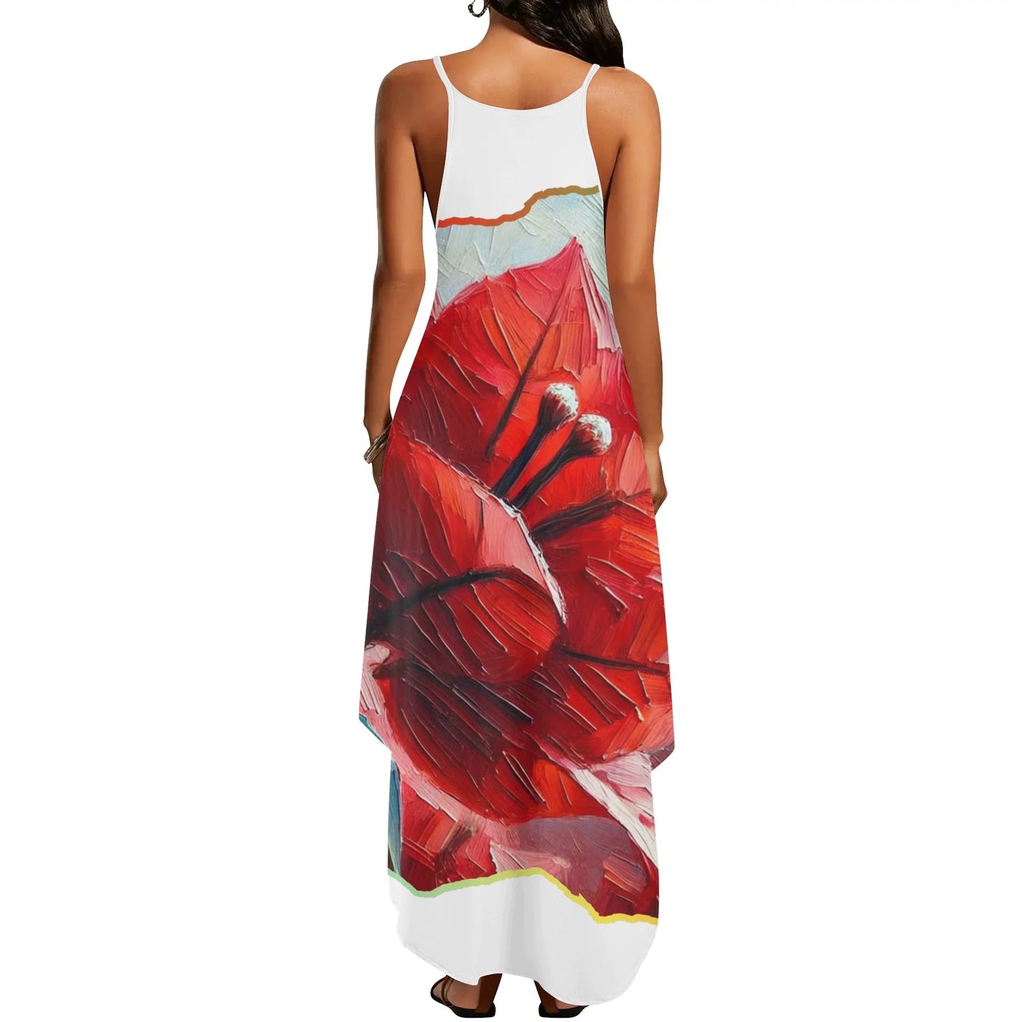 Womens Elegant Sleeveless Evening Dress "Red Flower"