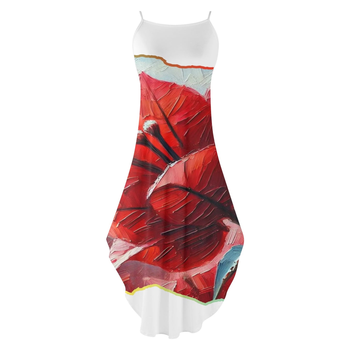 Womens Elegant Sleeveless Evening Dress "Red Flower"