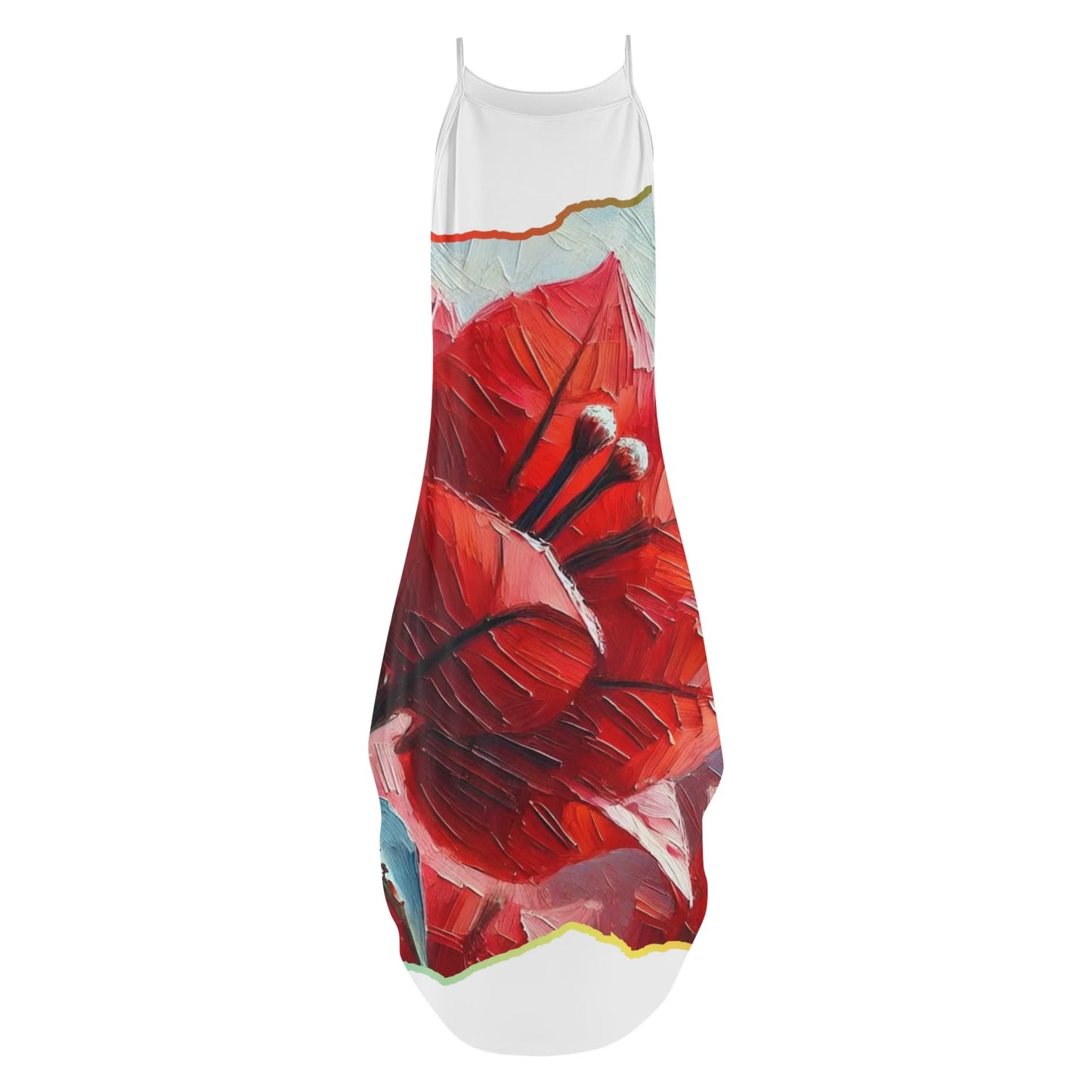 Womens Elegant Sleeveless Evening Dress "Red Flower"