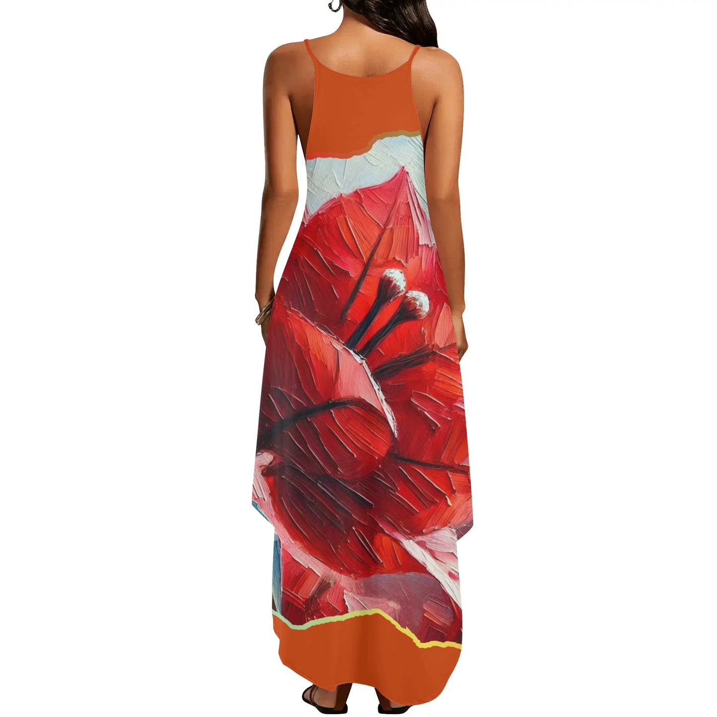 Womens Elegant Sleeveless Evening Dress "Red Flower"