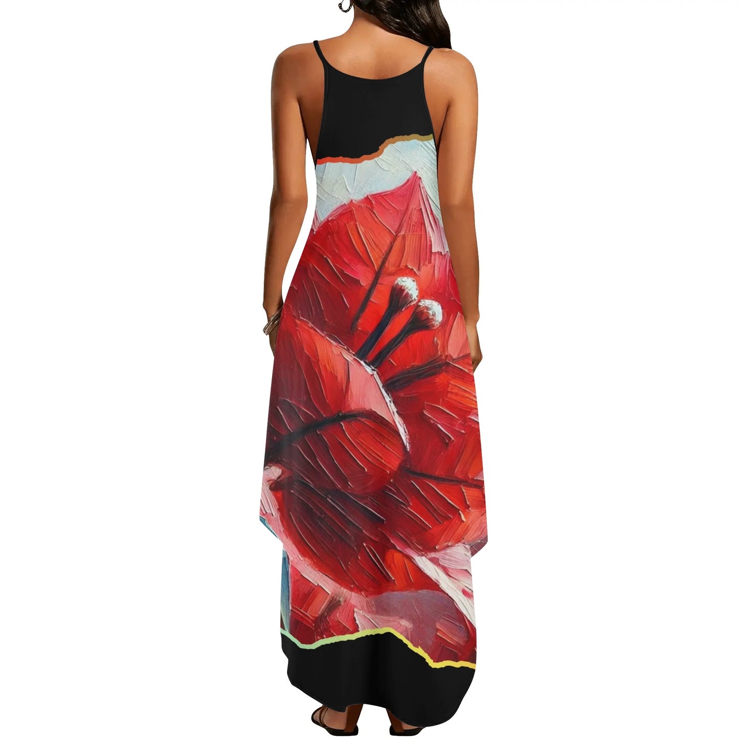 Womens Elegant Sleeveless Evening Dress "Red Flower"