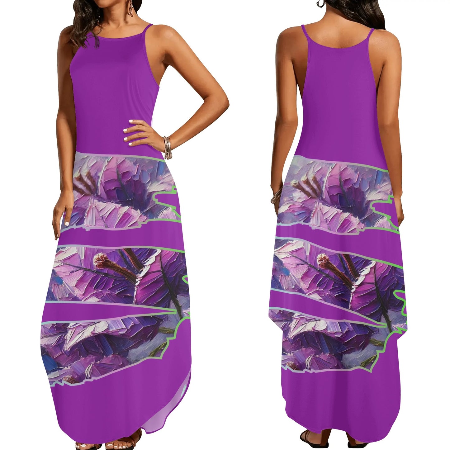 Womens Elegant Sleeveless Evening Dress "Floral Print"