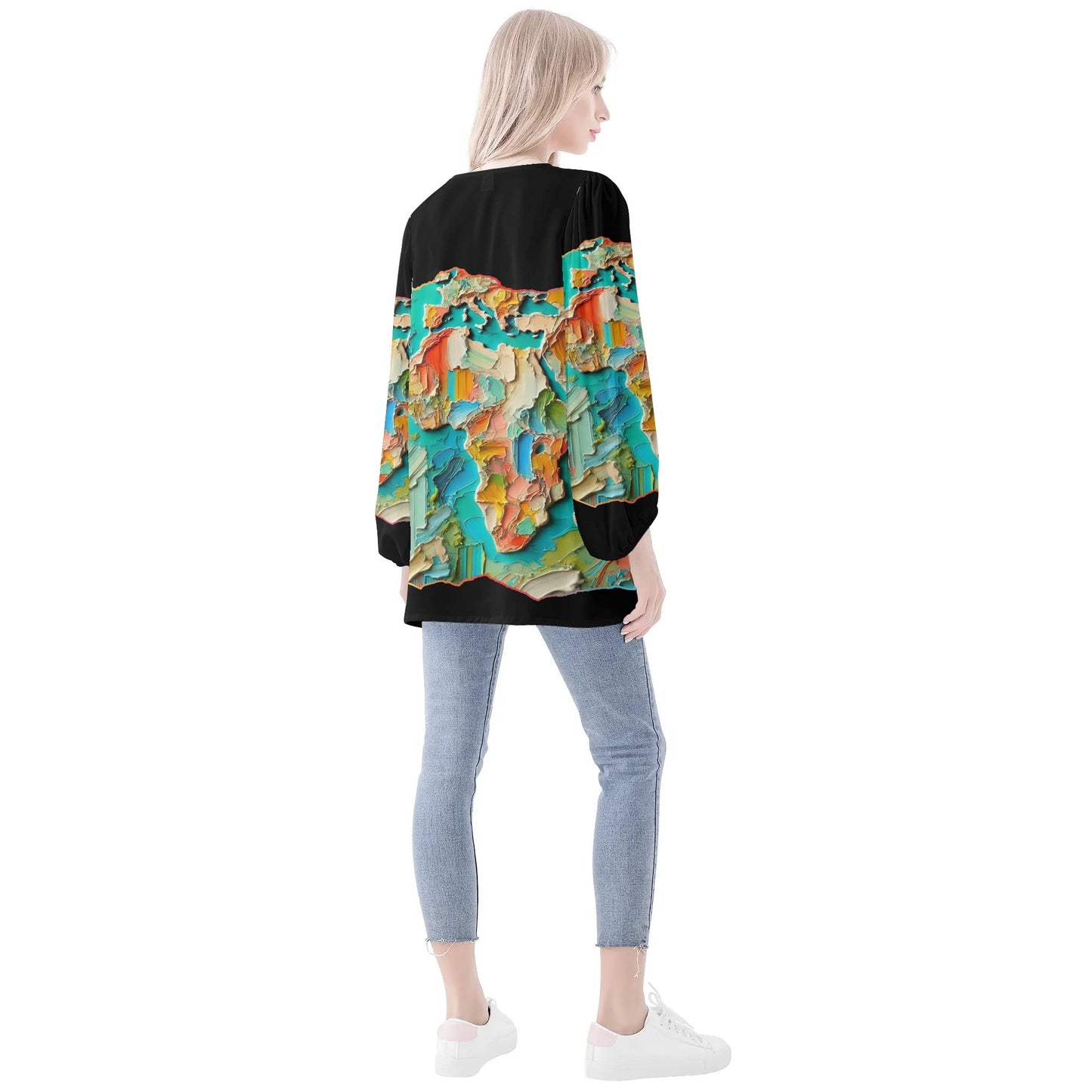 Womens Puffy Long-sleeve Chiffon Blouse Africa