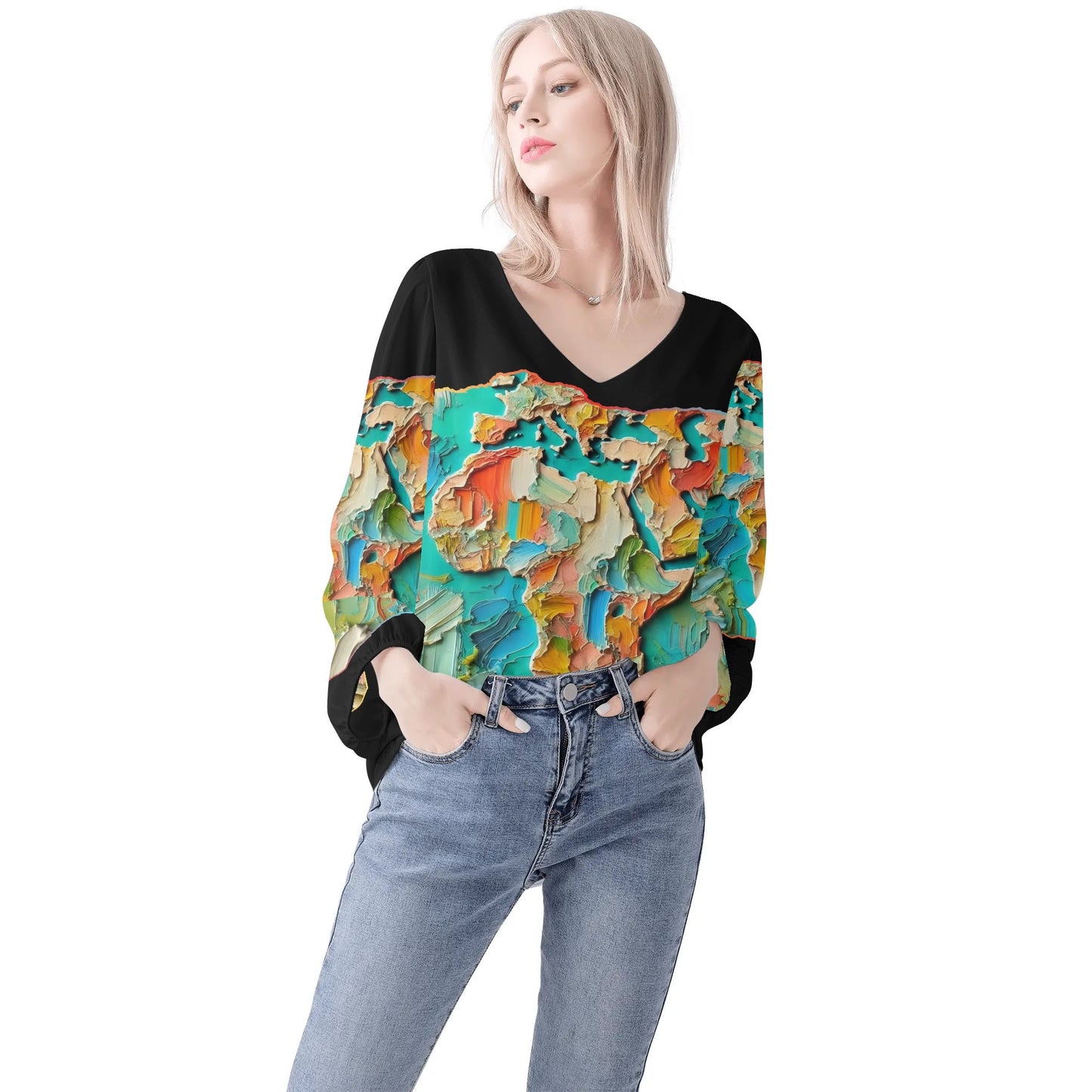 Womens Puffy Long-sleeve Chiffon Blouse Africa