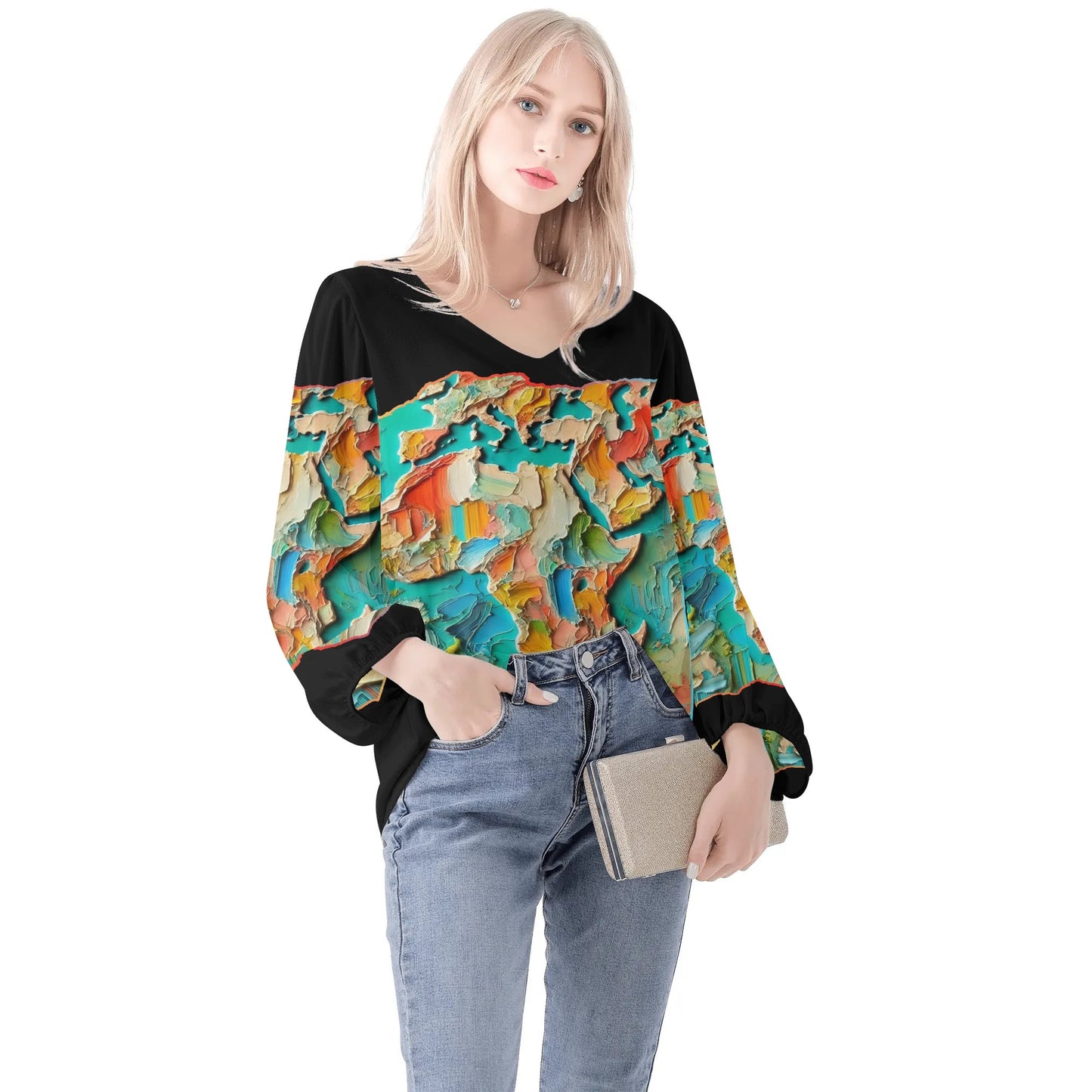 Womens Puffy Long-sleeve Chiffon Blouse Africa