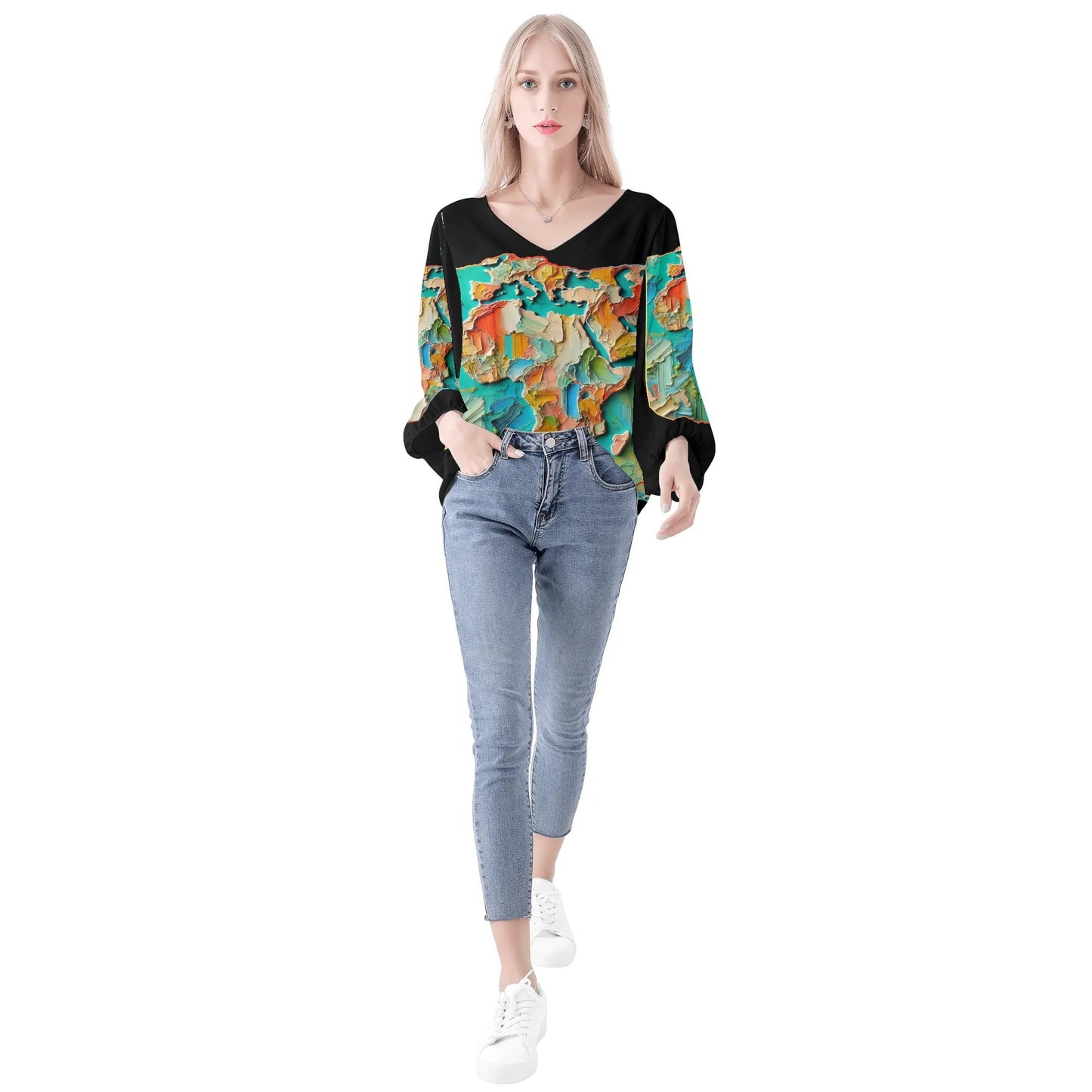 Womens Puffy Long-sleeve Chiffon Blouse Africa