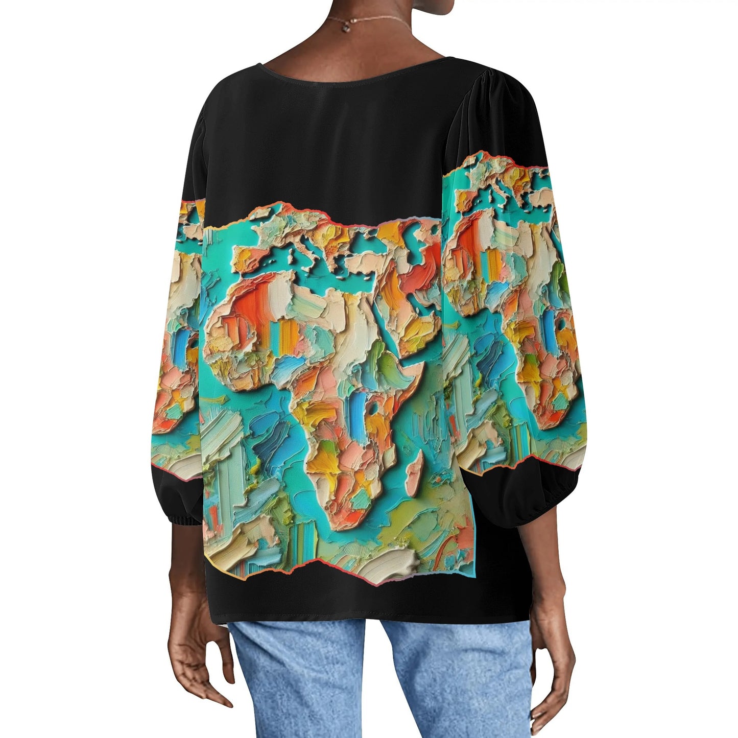 Womens Puffy Long-sleeve Chiffon Blouse Africa